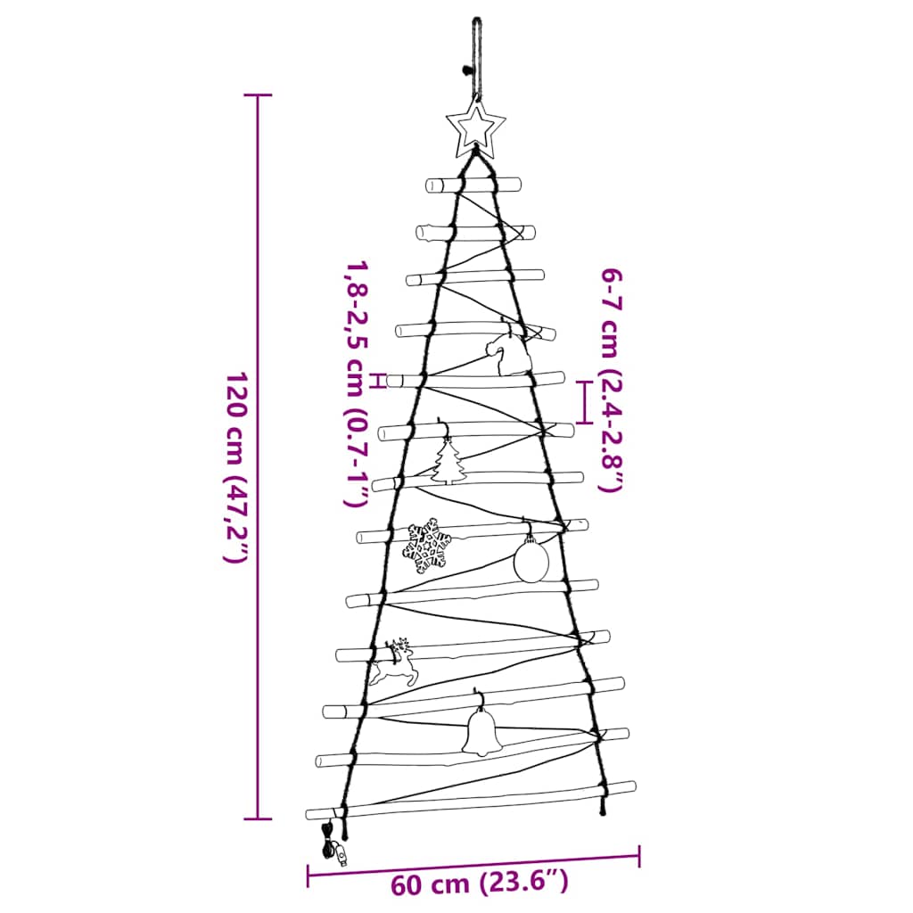 Juletræ Naturfarvet 120 cm Massiv Asketræ