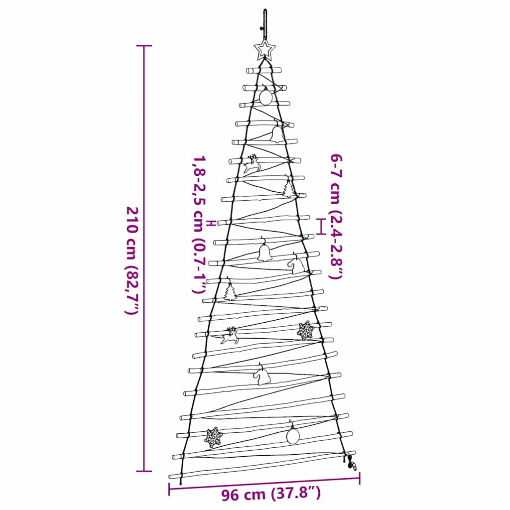 Juletræ Naturfarvet 210 cm Massiv Asketræ