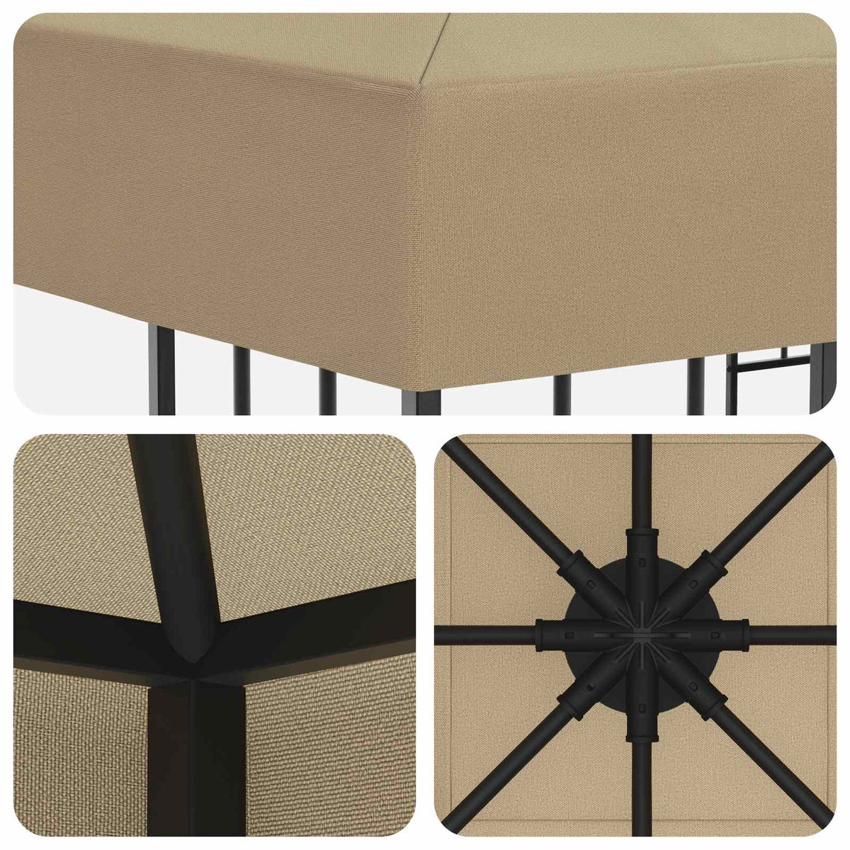 Pavillon 3 x 3 m Beige Polyester og Stål 190 gsm