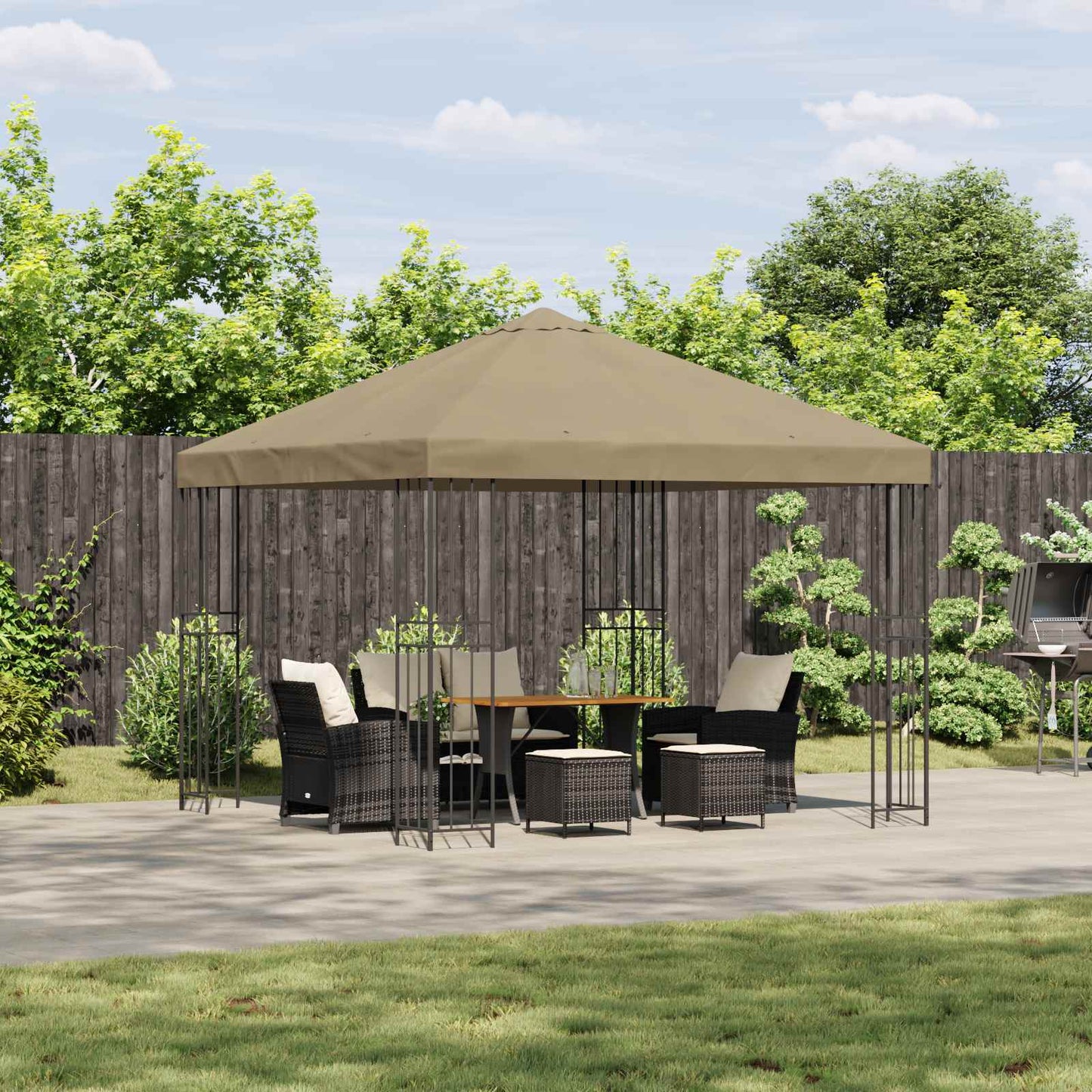 Pavillon 3 x 3 m Beige Polyester og Stål 190 gsm