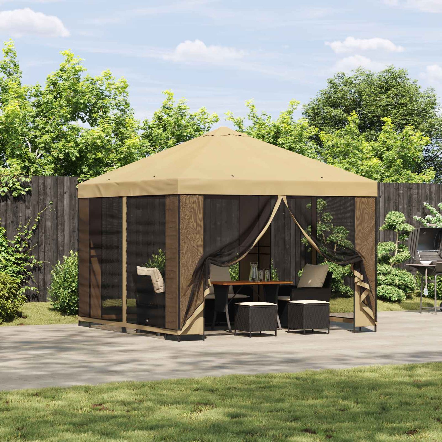 Pavillon 3 x 3 m Cremefarvet Polyester og Stål 190 gsm