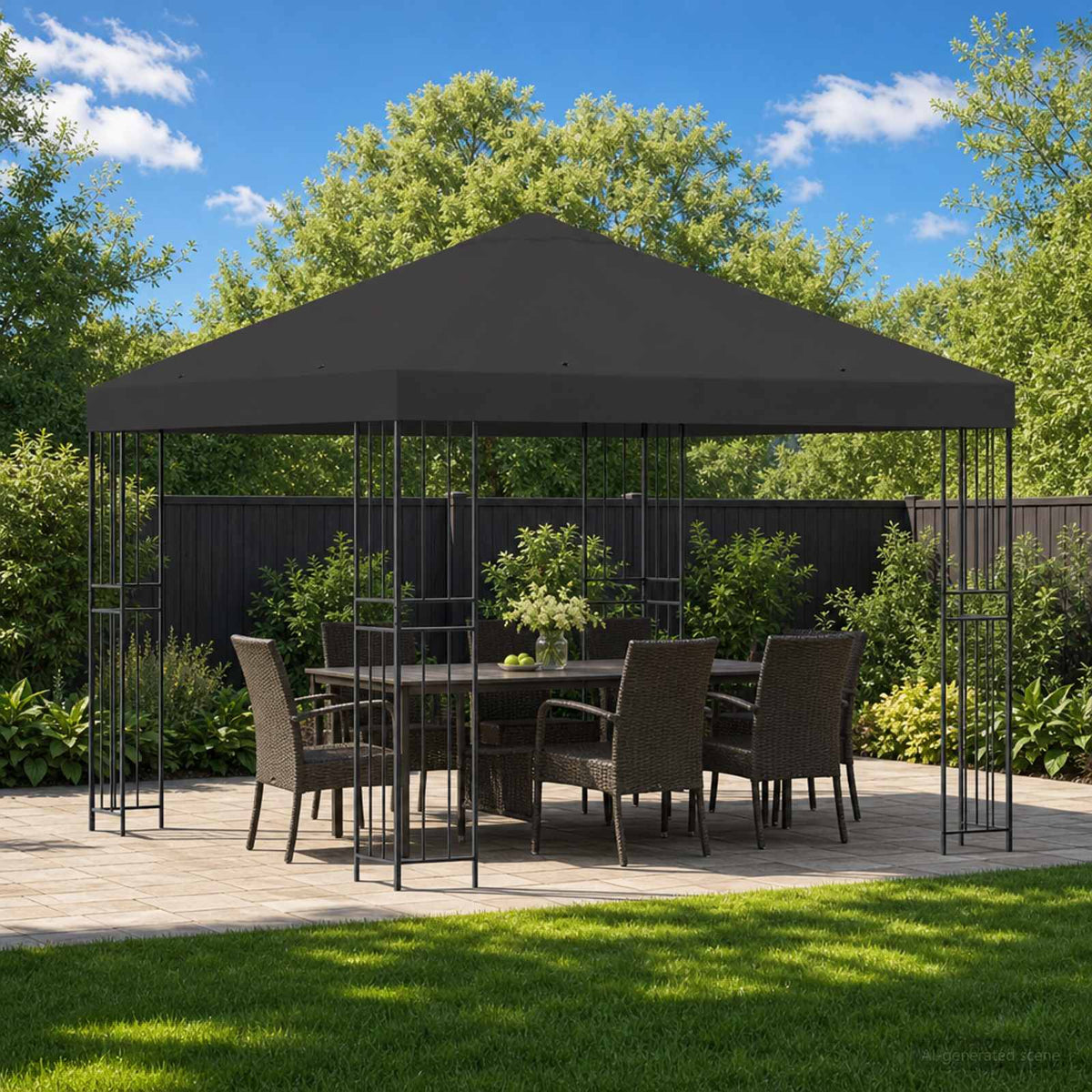 Pavillon 3 x 3 m Antracit Polyester og Stål 190 gsm