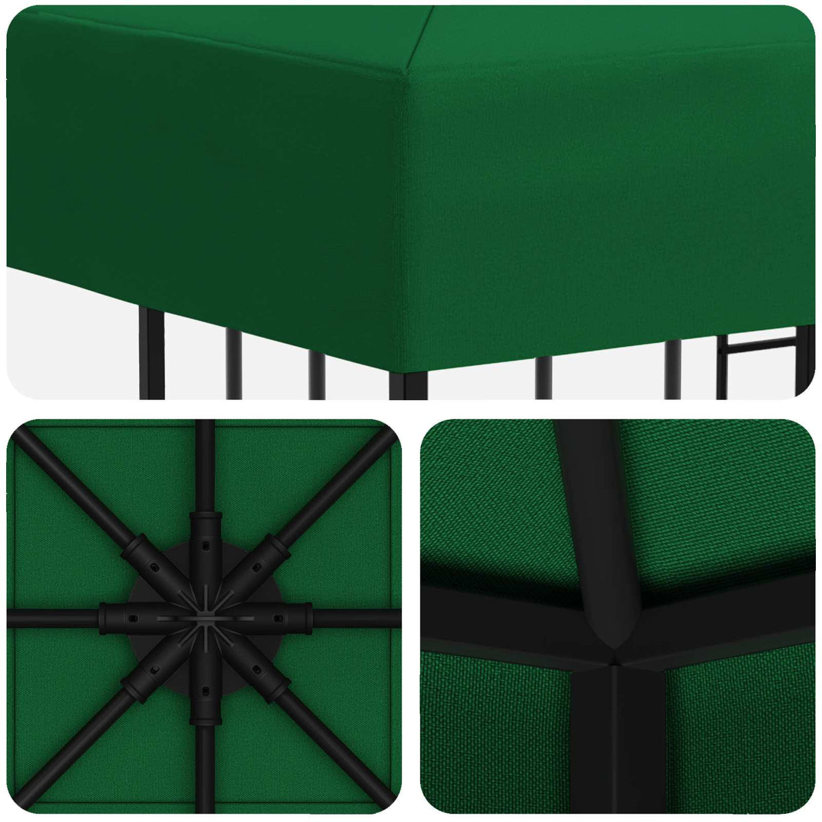 Pavillon 3 x 3 m Grøn Polyester og Stål 190 gsm