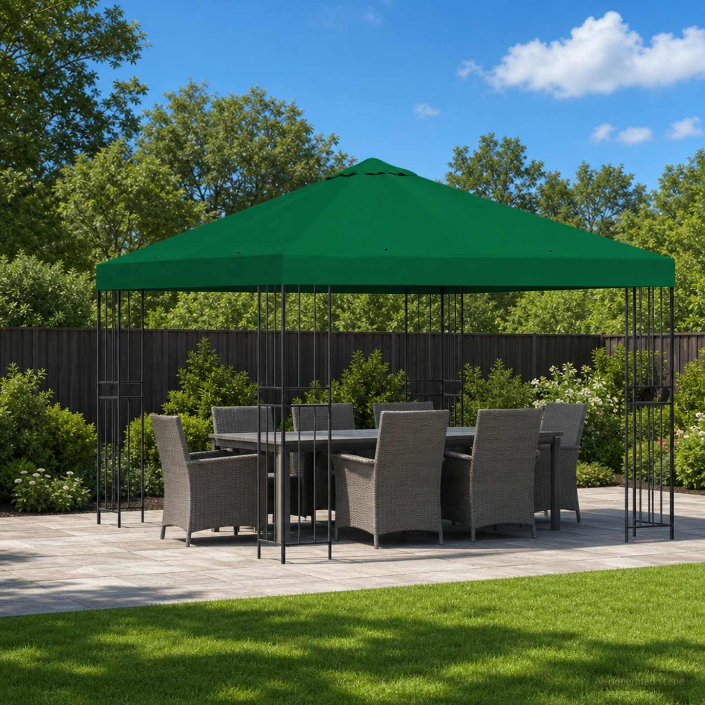 Pavillon 3 x 3 m Grøn Polyester og Stål 190 gsm