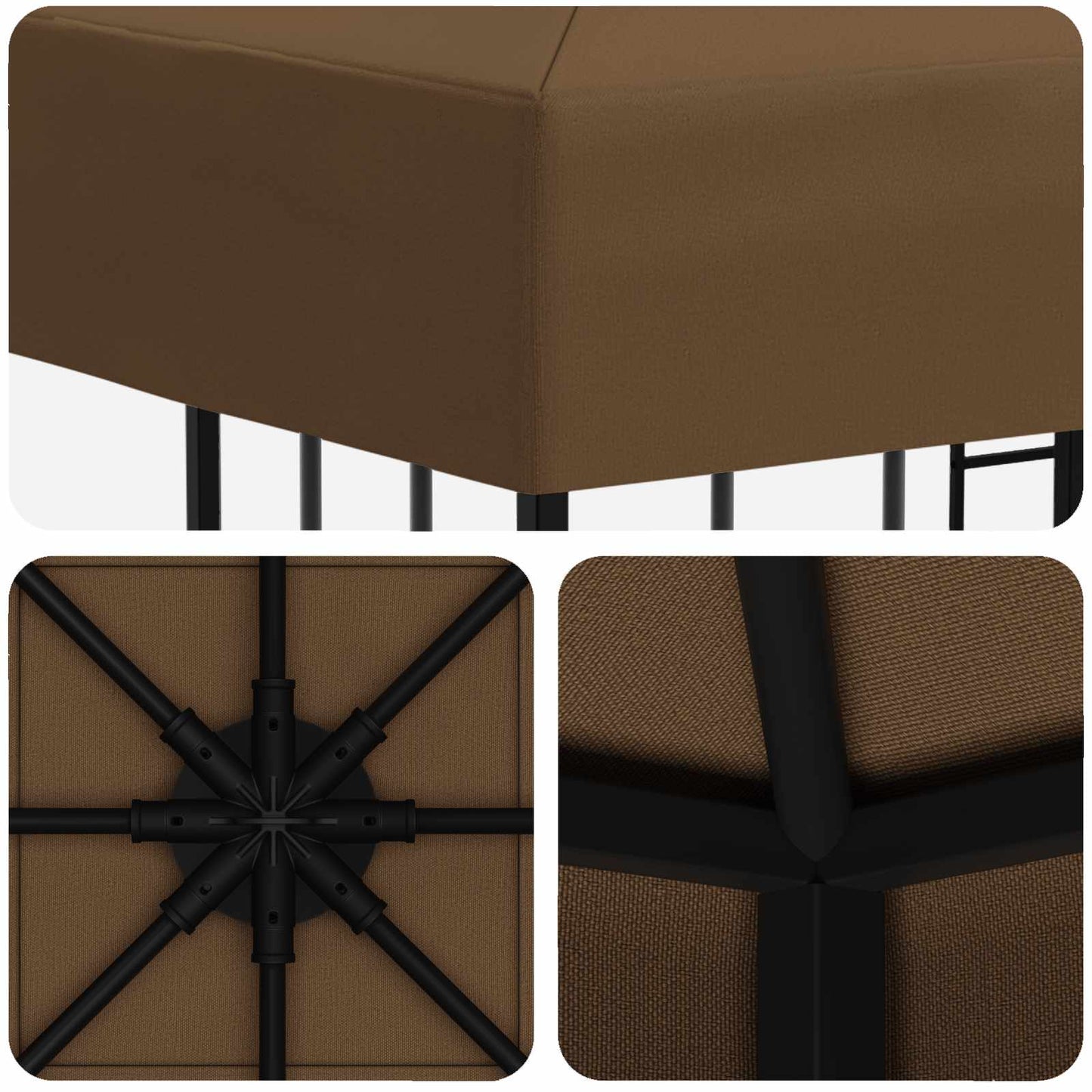Pavillon 3 x 3 m Gråbrun Polyester og Stål 190 gsm