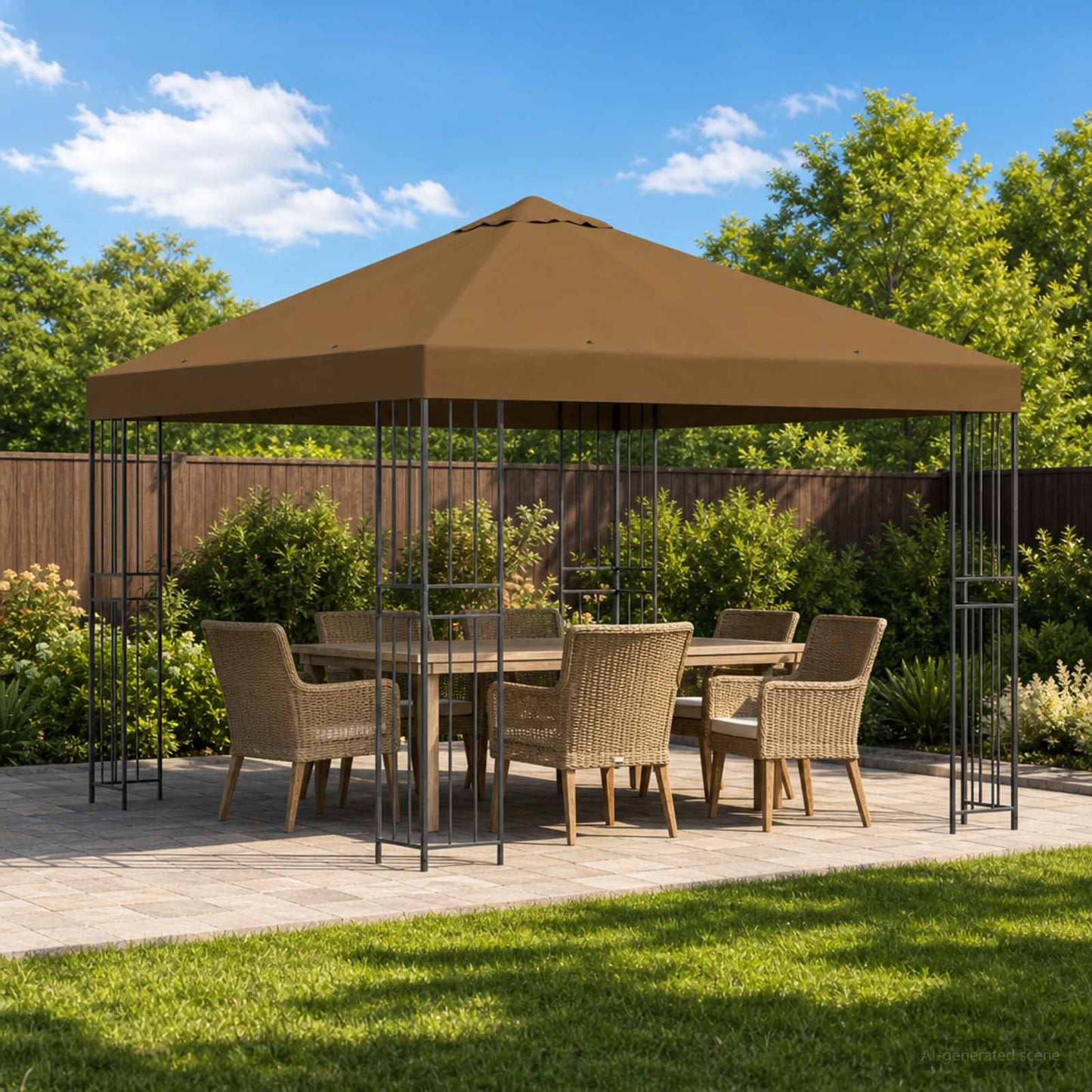 Pavillon 3 x 3 m Gråbrun Polyester og Stål 190 gsm