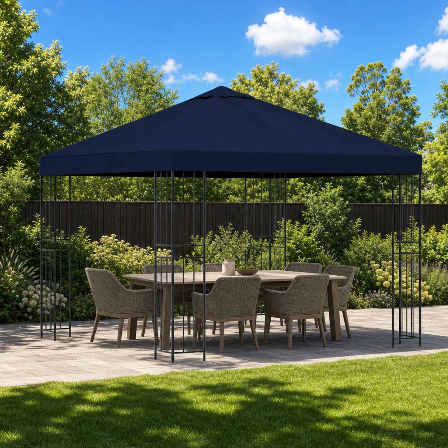 Pavillon 3 x 3 m Blå Polyester og Stål 190 gsm