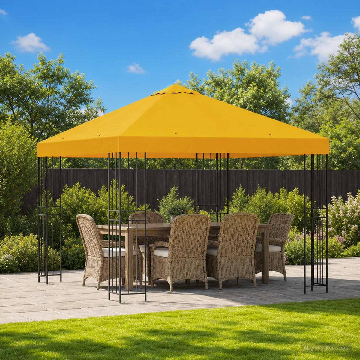 Pavillon 3 x 3 m Gul Polyester og Stål 190 gsm