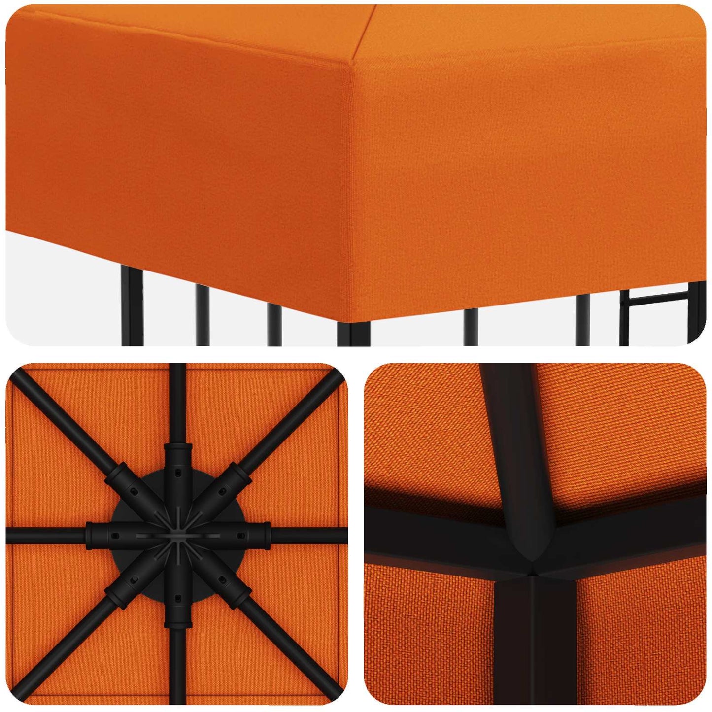Pavillon 3 x 3 m Orange Polyester og Stål 190 gsm