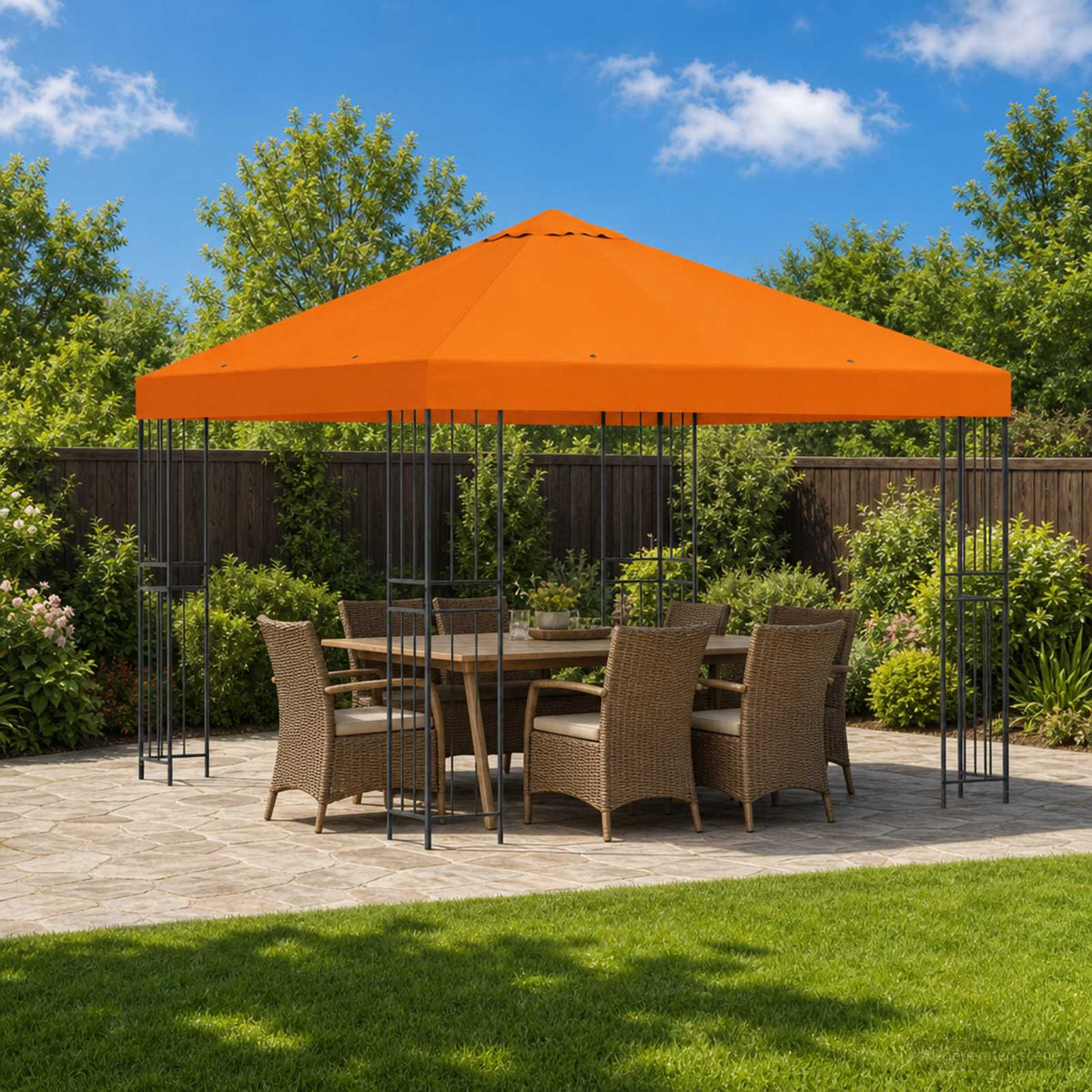 Pavillon 3 x 3 m Orange Polyester og Stål 190 gsm