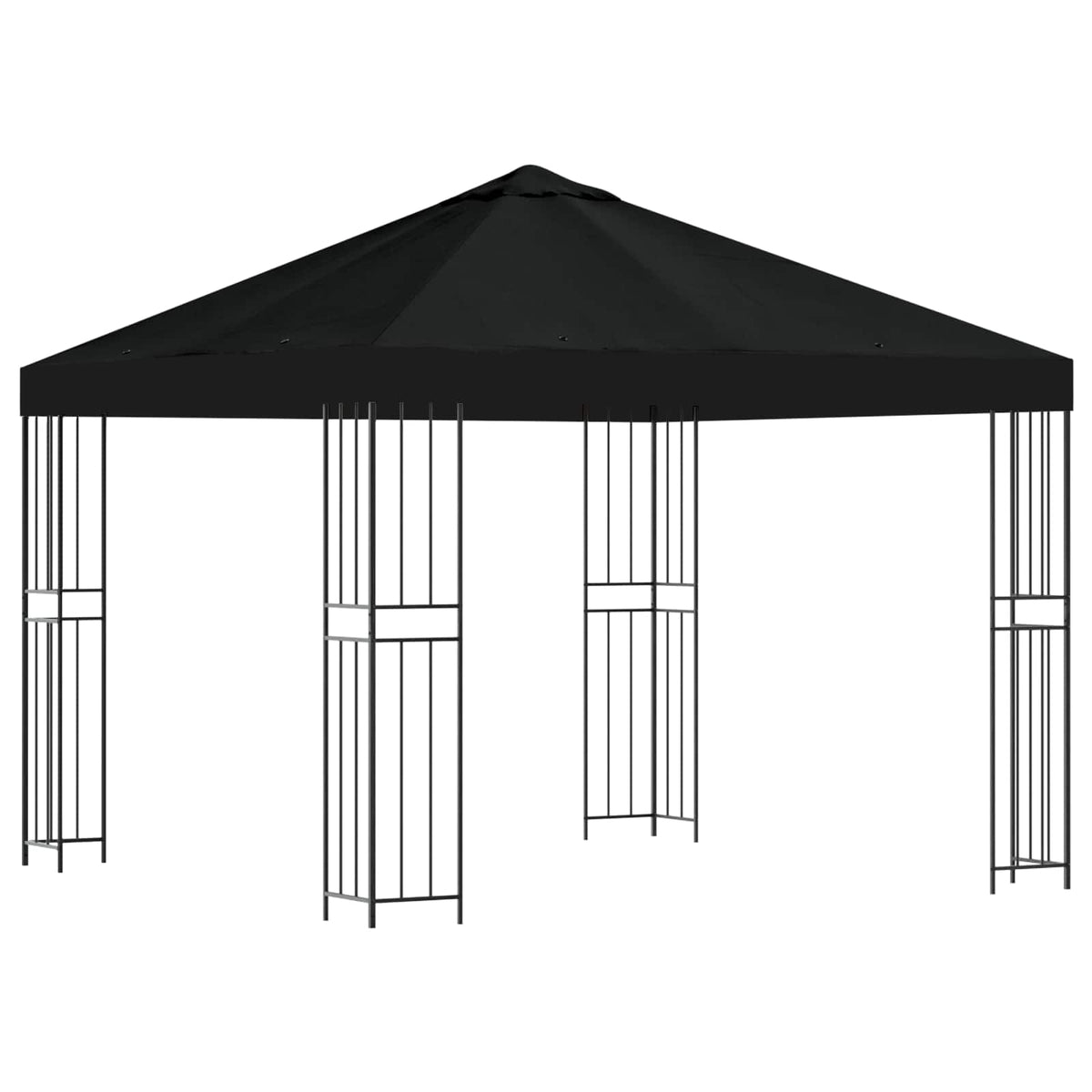 Pavillon 3 x 3 m Sort Polyester og Stål 190 gsm