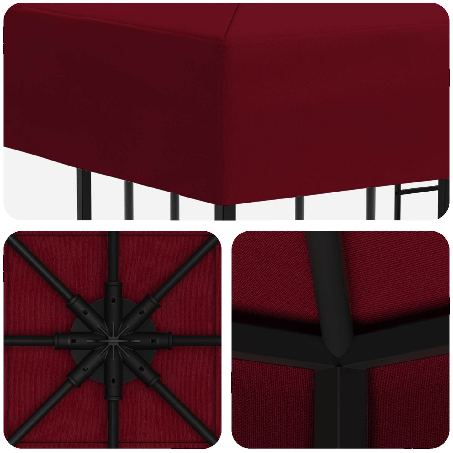 Pavillon 3 x 3 m Bordeaux Polyester og Stål 190 gsm