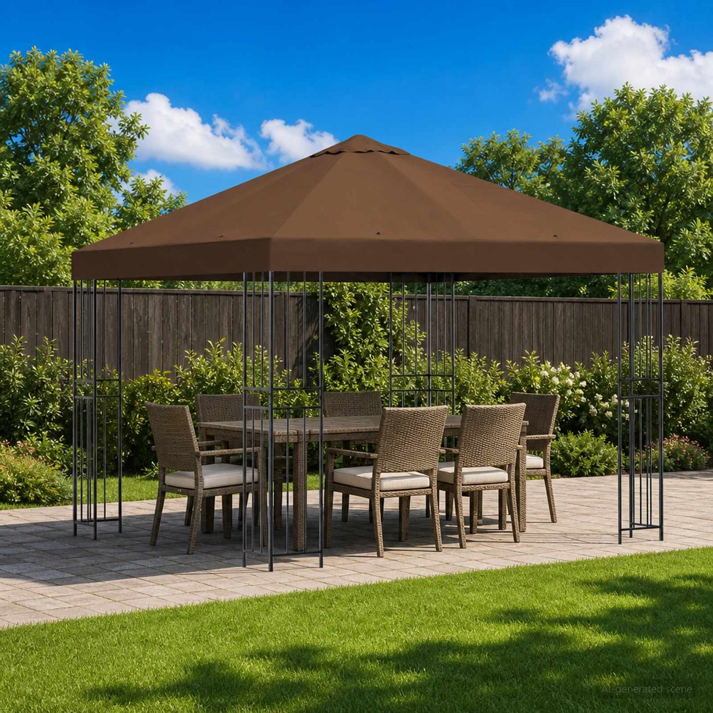Pavillon 3 x 3 m Brun Polyester og Stål 190 gsm