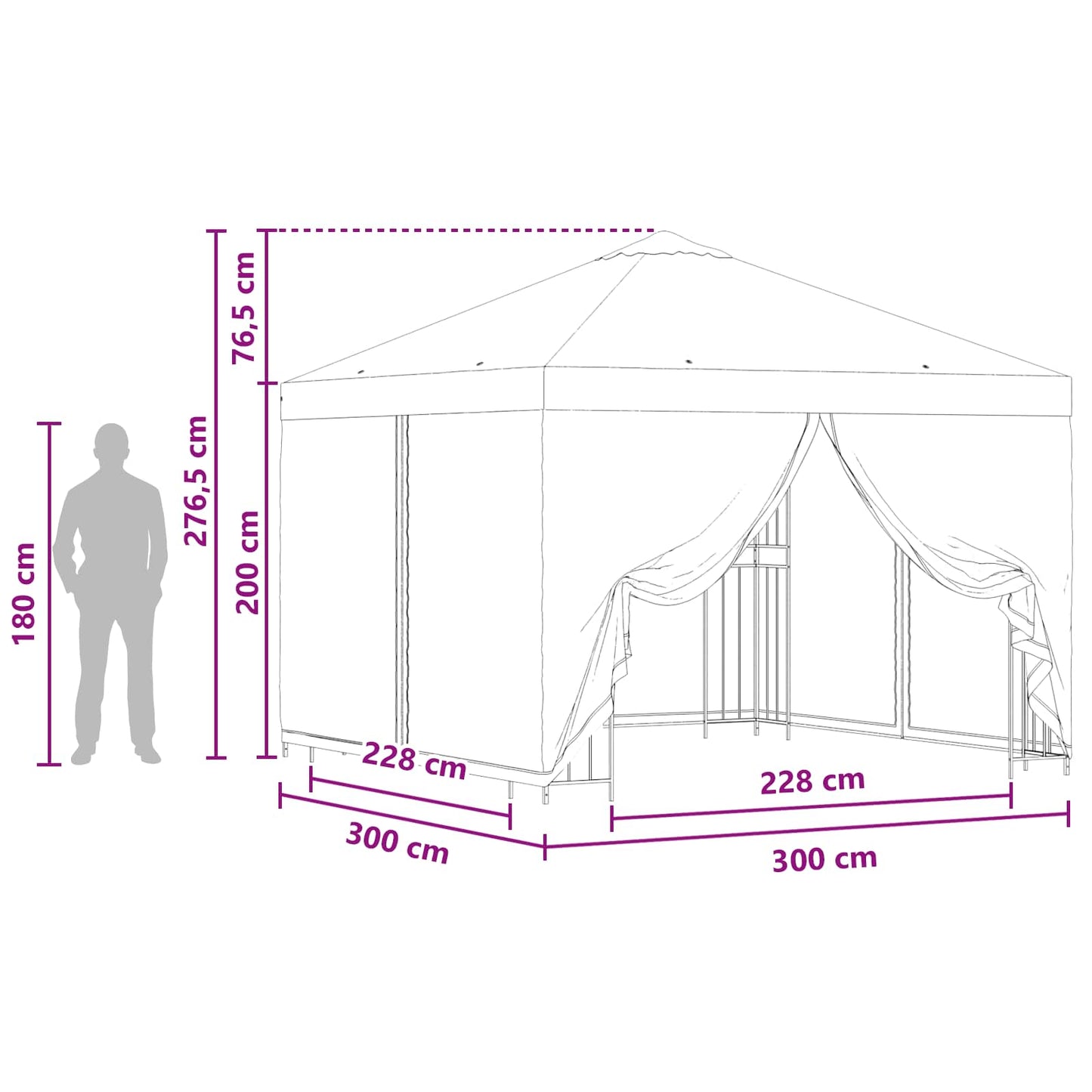 Havelæger med sidevægge 3 x 3 m Terrakotta Polyester og Stål
