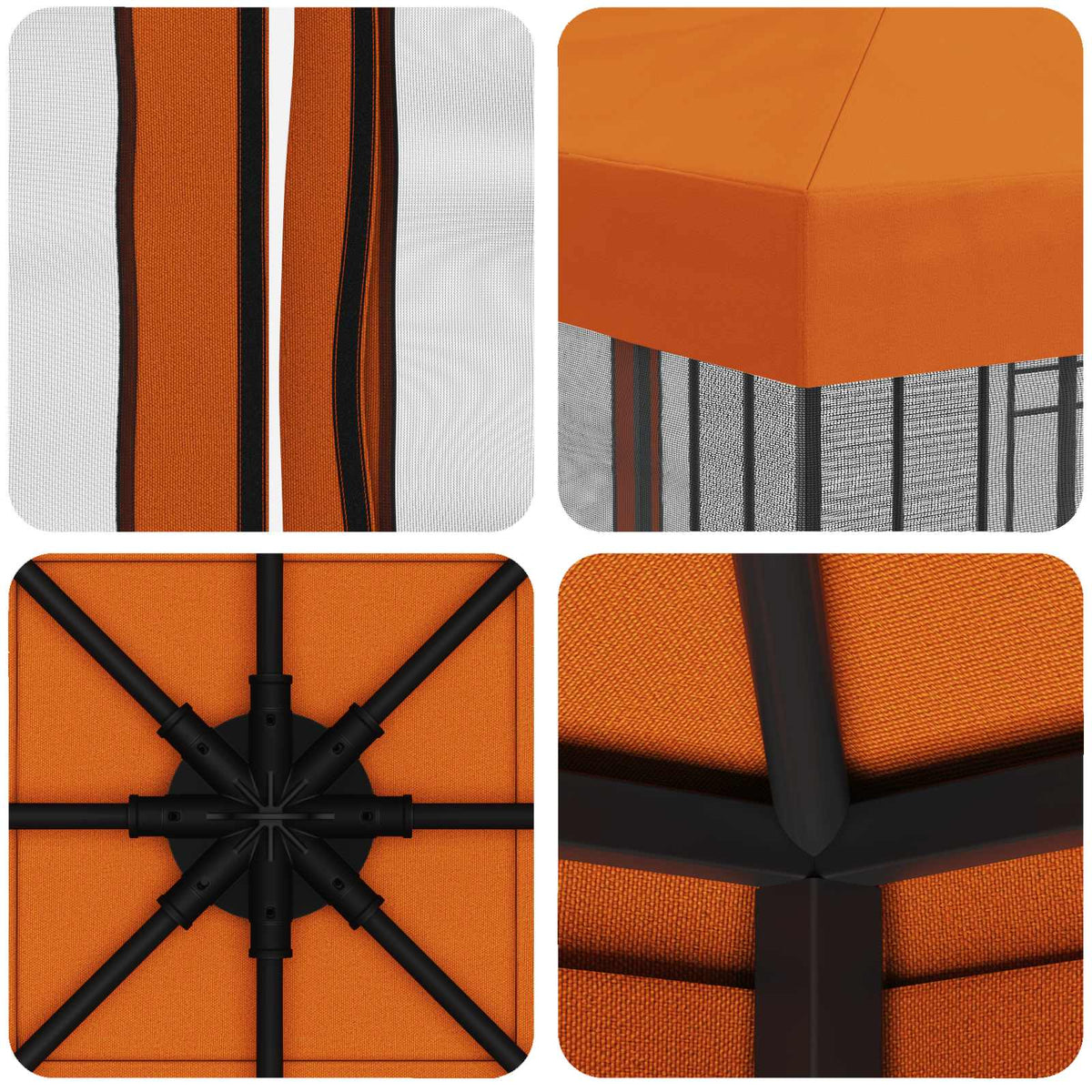 Havelæger med sidevægge 3 x 3 m Orange Polyester og Stål