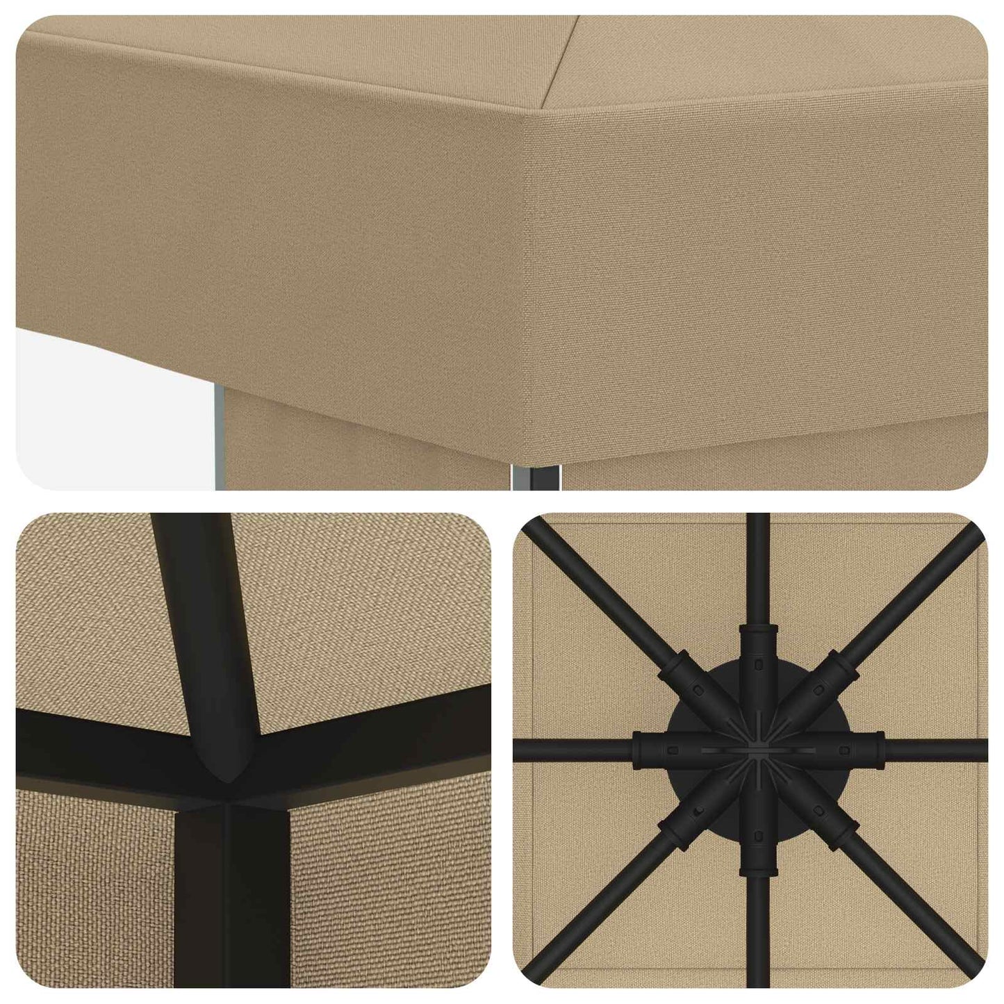 Pavillon 3 x 3 m Beige Polyester og Stål 190 gsm