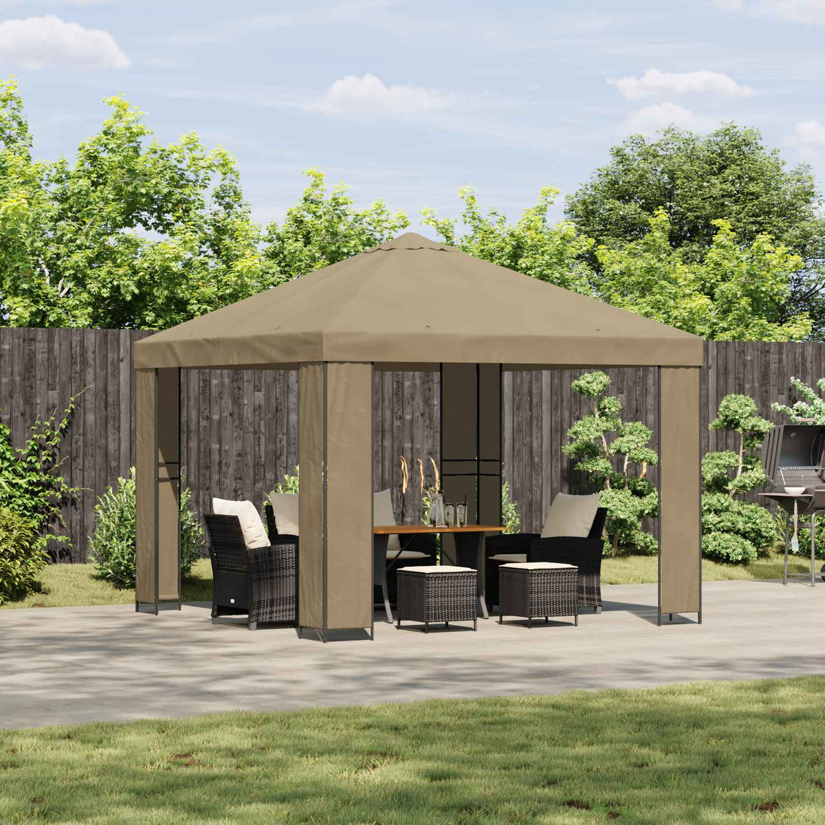 Pavillon 3 x 3 m Beige Polyester og Stål 190 gsm