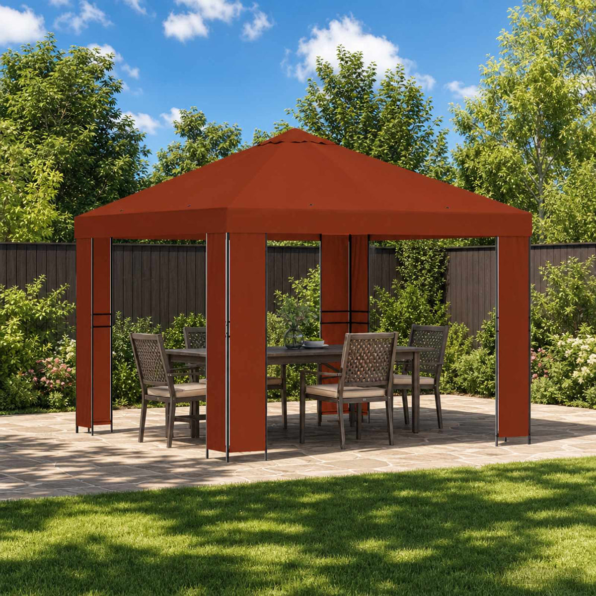 Pavillon 3 x 3 m Terrakotta Polyester og Stål 190 gsm