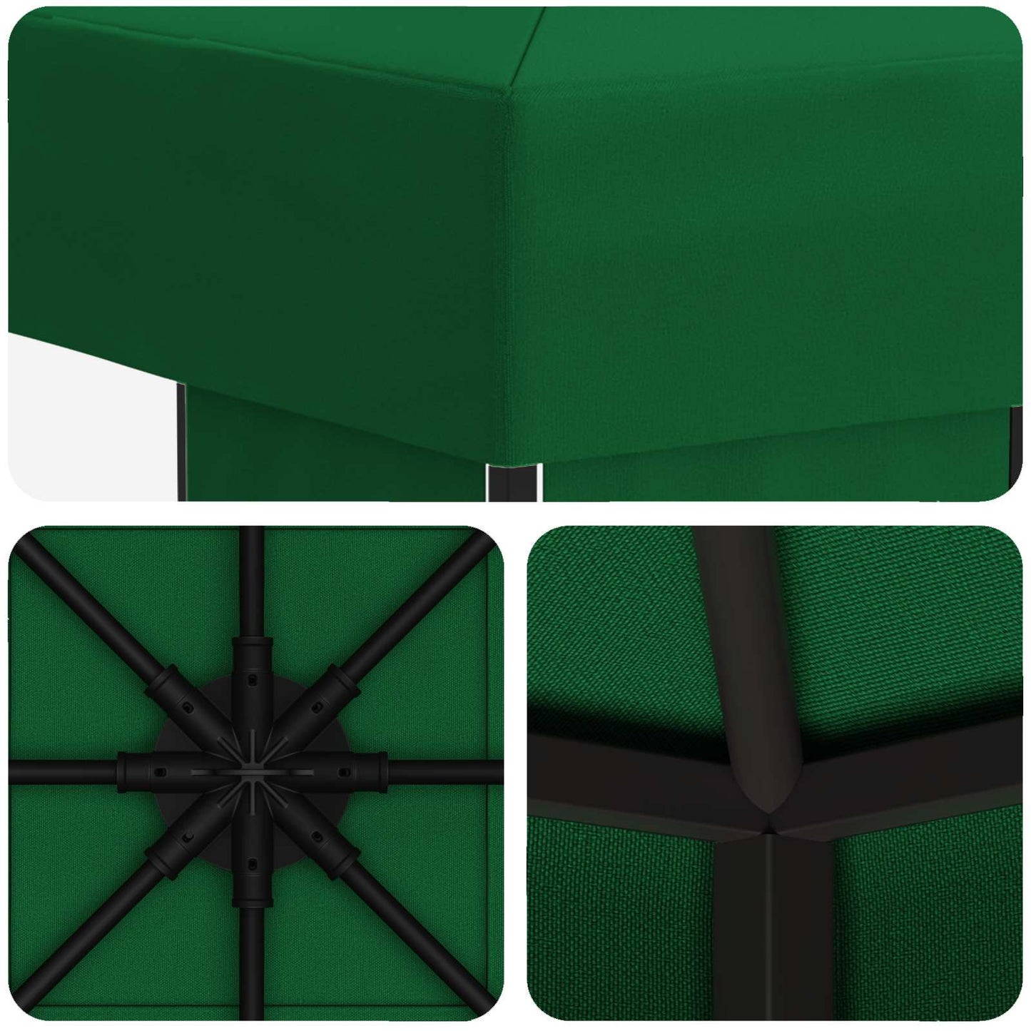 Pavillon 3 x 3 m Grøn Polyester og Stål 190 gsm