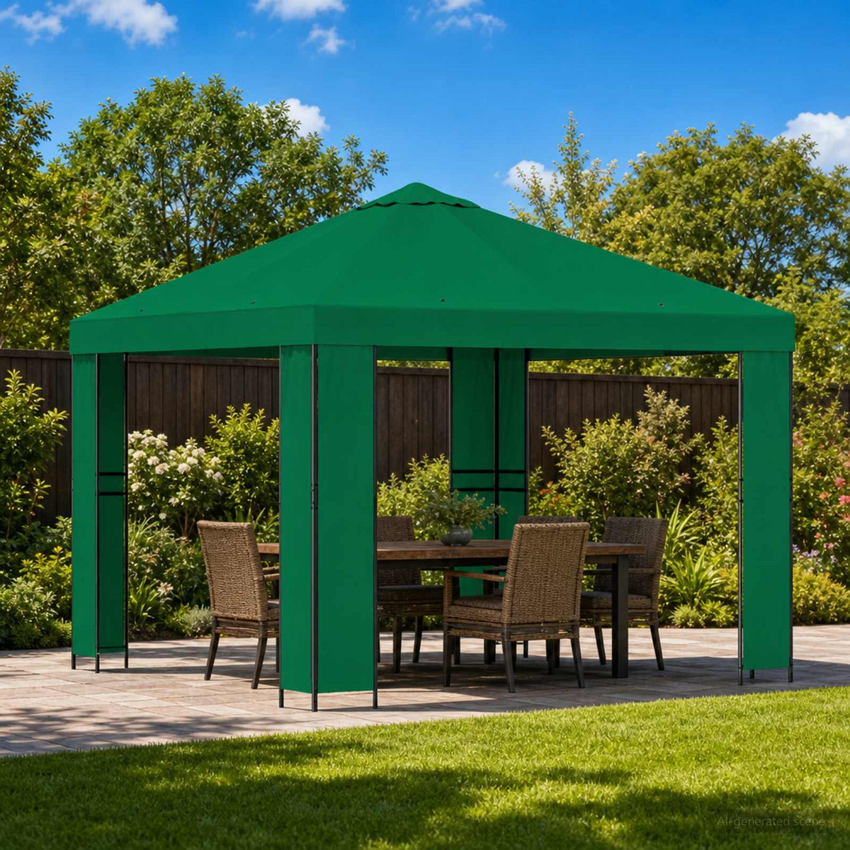 Pavillon 3 x 3 m Grøn Polyester og Stål 190 gsm