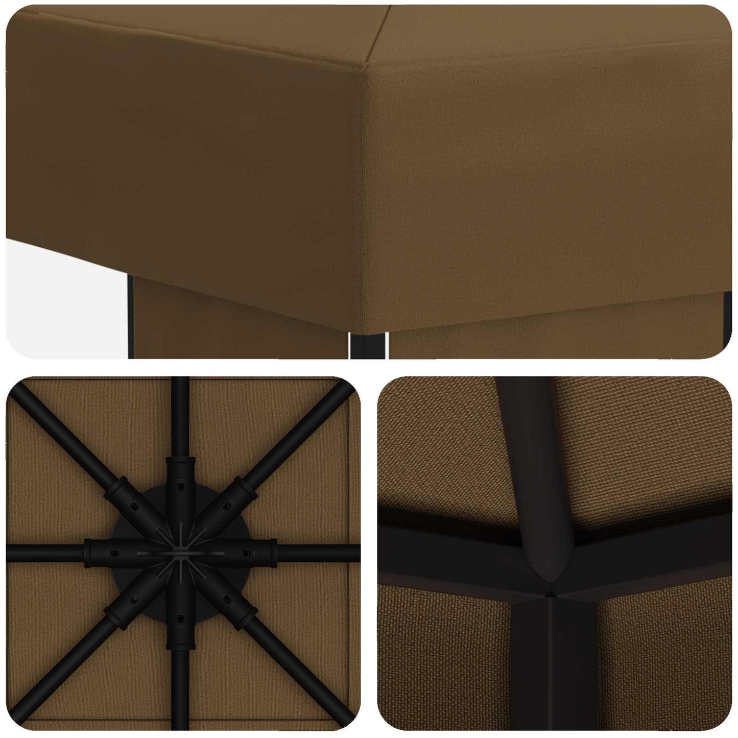 Pavillon 3 x 3 m Gråbrun Polyester og Stål 190 gsm