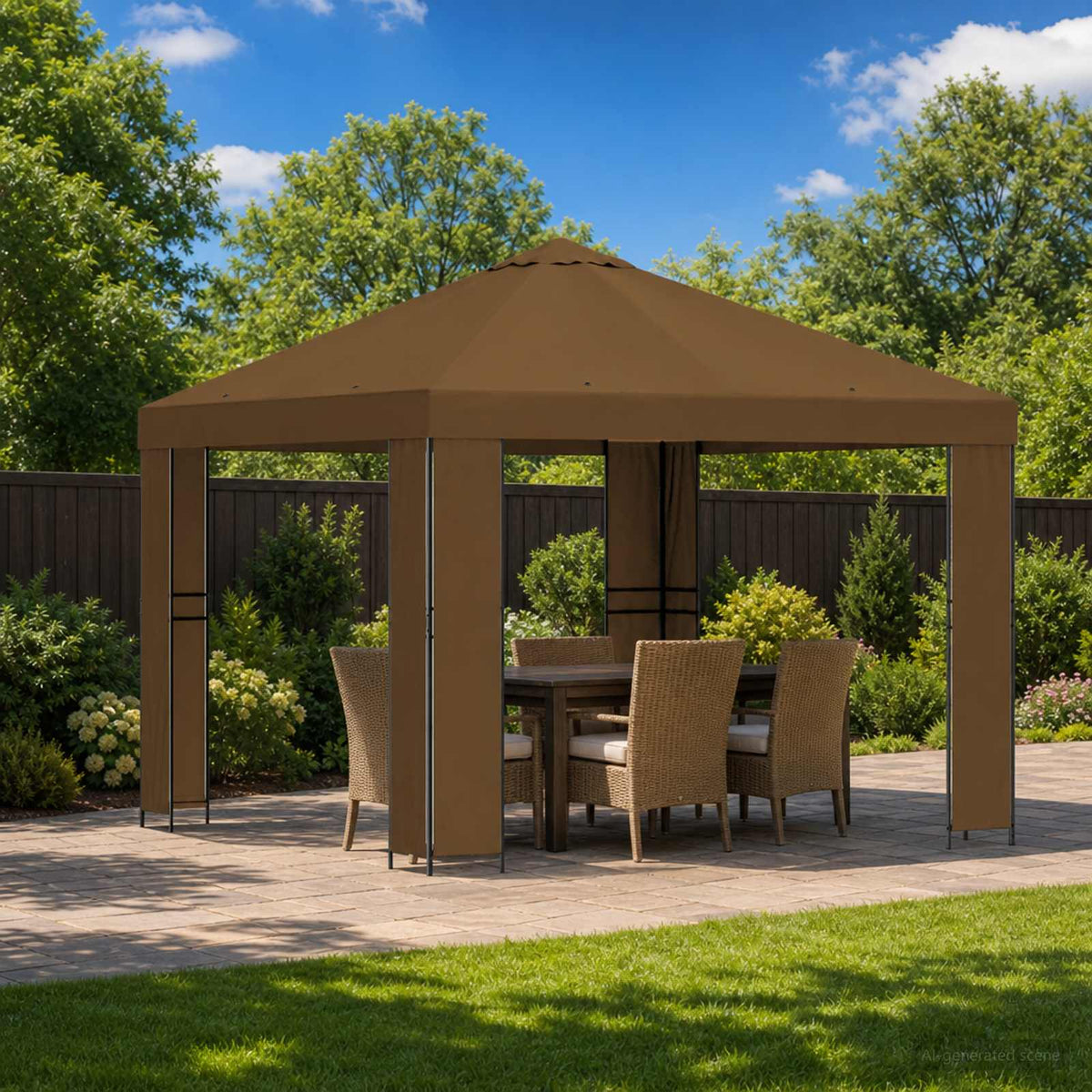 Pavillon 3 x 3 m Gråbrun Polyester og Stål 190 gsm