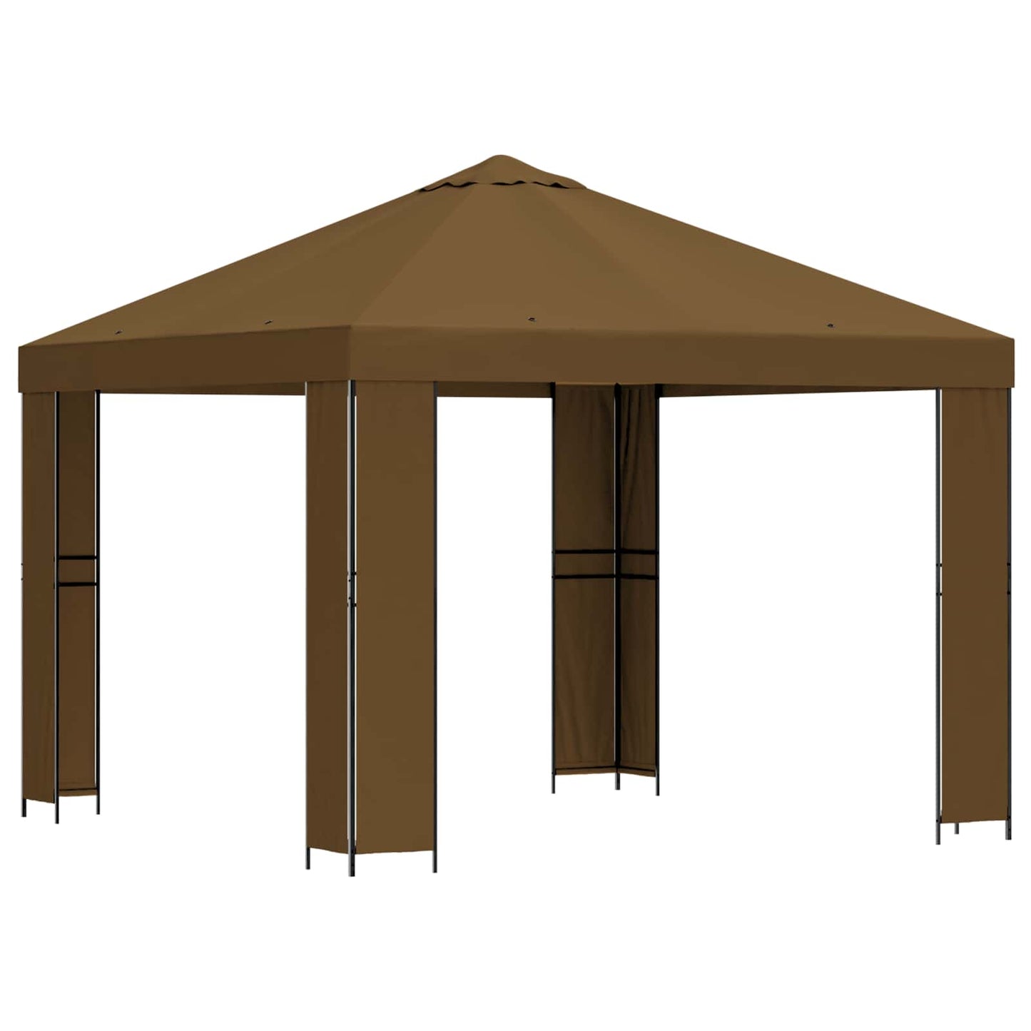 Pavillon 3 x 3 m Gråbrun Polyester og Stål 190 gsm