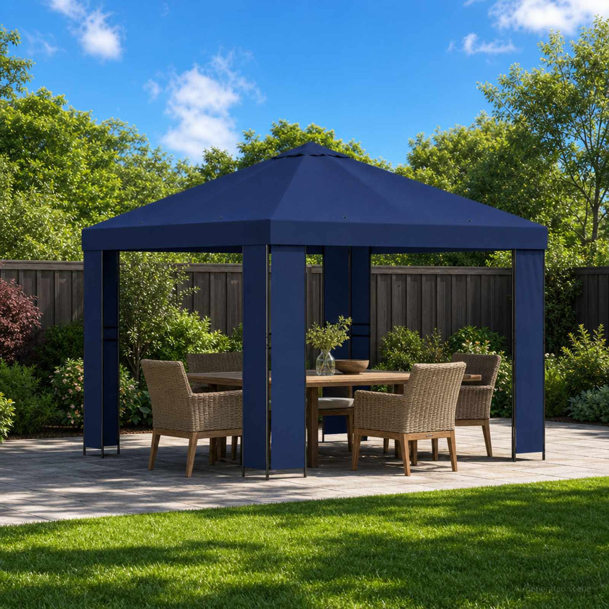 Pavillon 3 x 3 m Blå Polyester og Stål 190 gsm