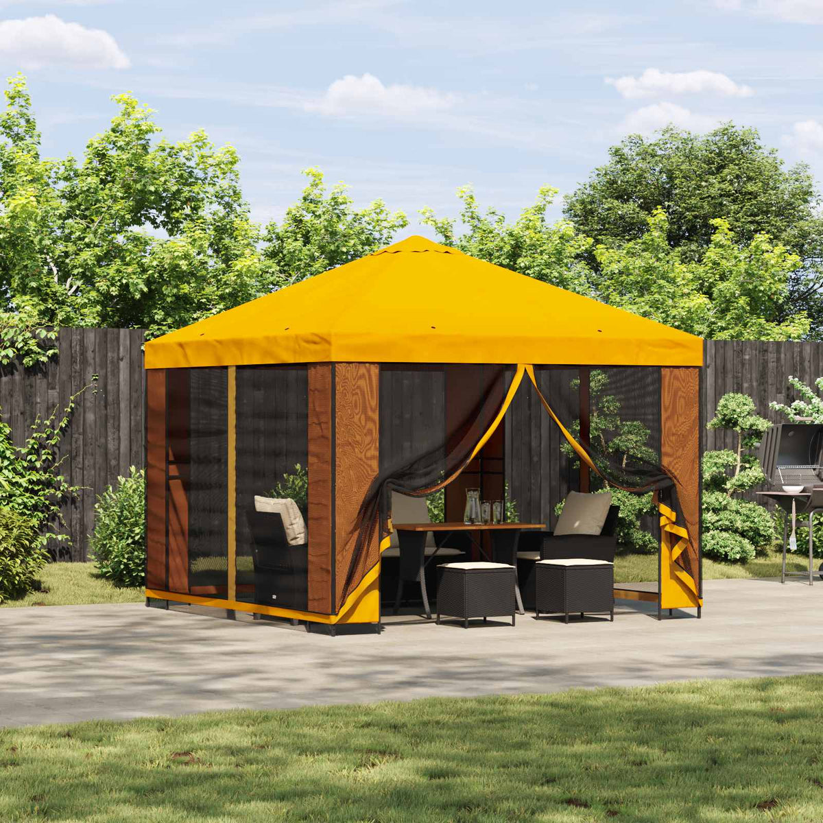 Pavillon 3 x 3 m Gul Polyester og Stål 190 gsm