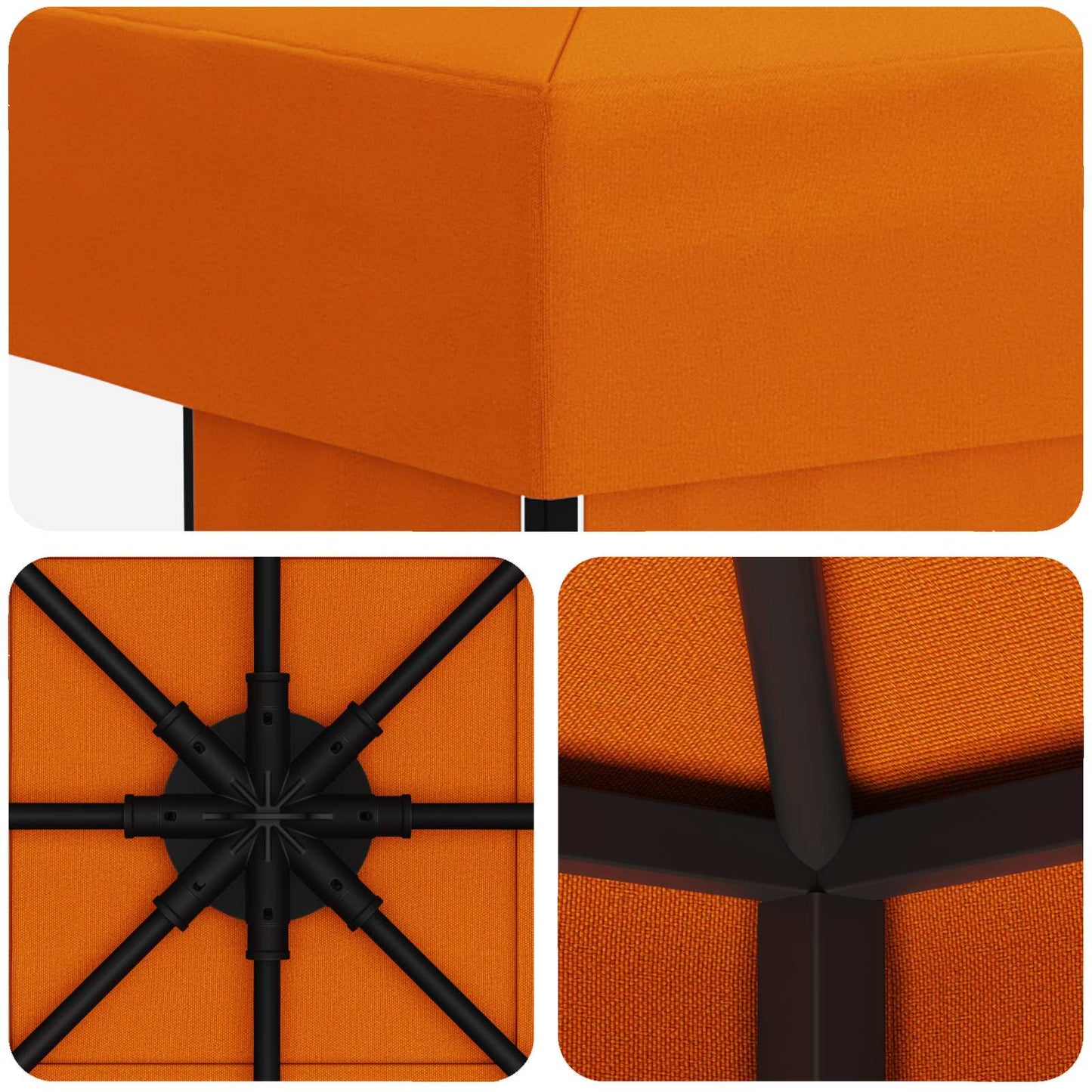 Pavillon 3 x 3 m Orange Polyester og Stål 190 gsm