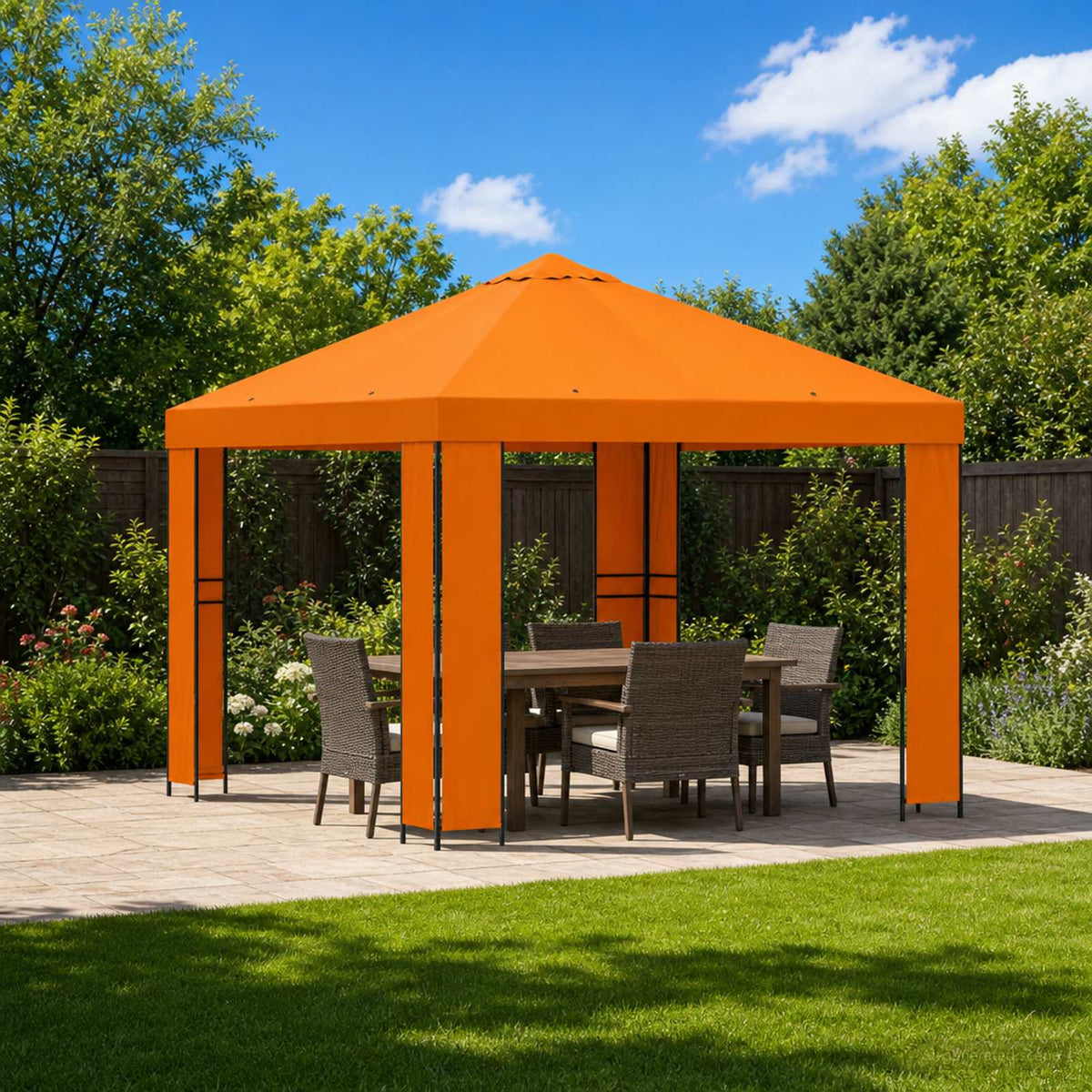 Pavillon 3 x 3 m Orange Polyester og Stål 190 gsm