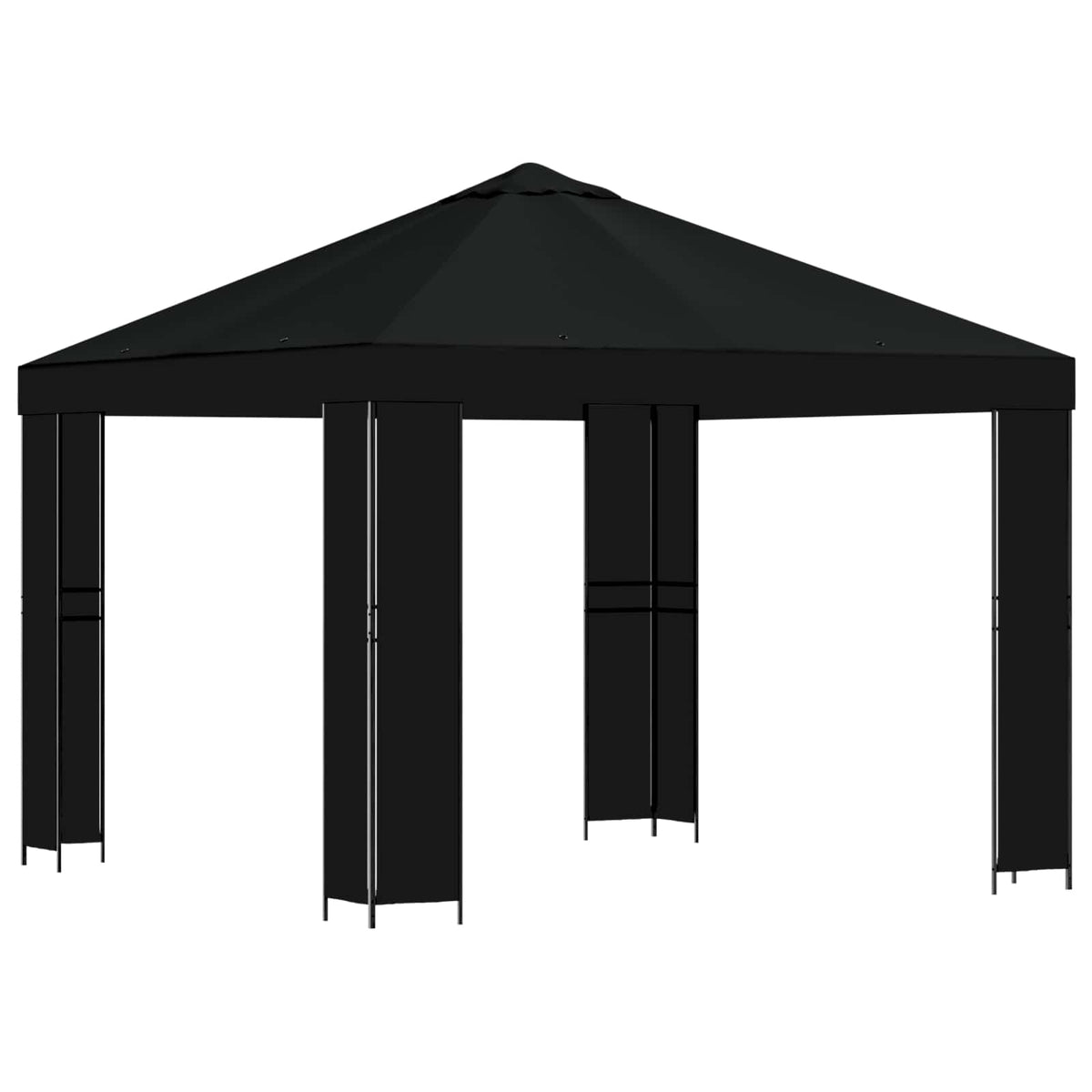 Pavillon 3 x 3 m Sort Polyester og Stål 190 gsm