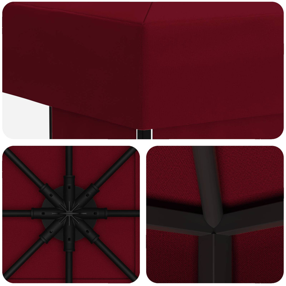 Pavillon 3 x 3 m Bordeaux Polyester og Stål 190 gsm