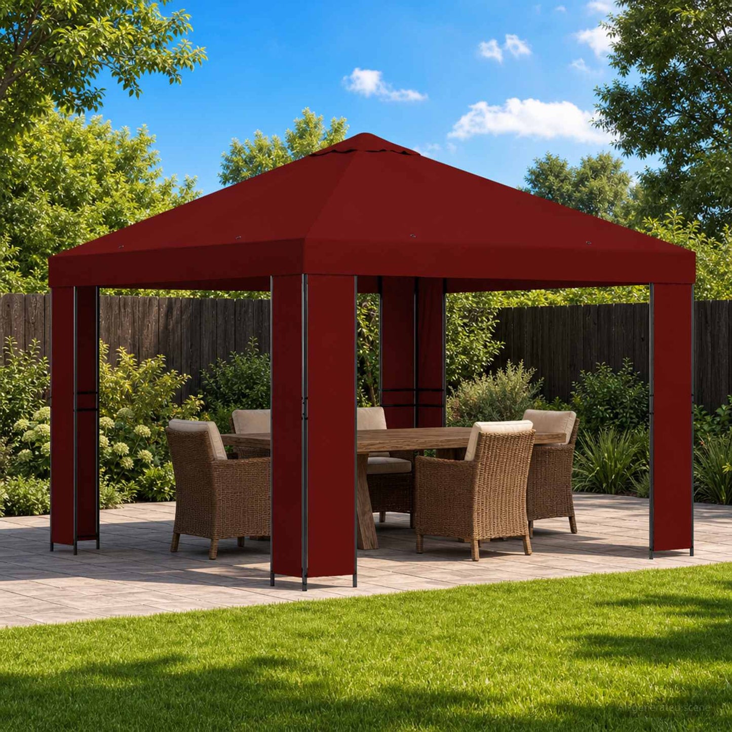 Pavillon 3 x 3 m Bordeaux Polyester og Stål 190 gsm