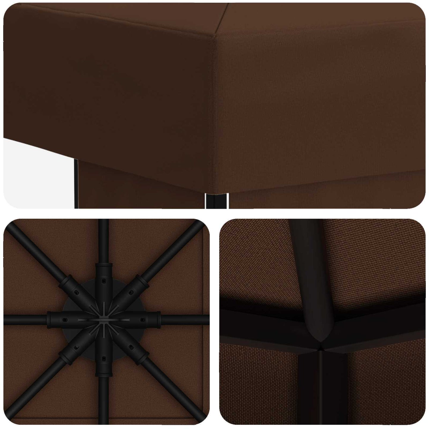 Pavillon 3 x 3 m Brun Polyester og Stål 190 gsm
