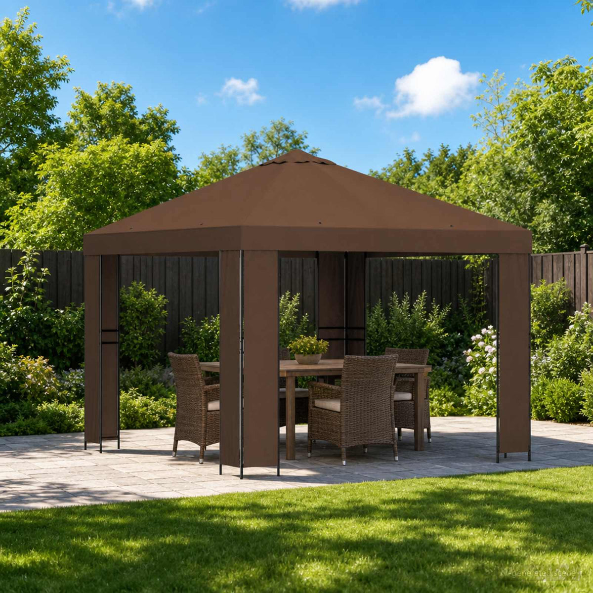 Pavillon 3 x 3 m Brun Polyester og Stål 190 gsm