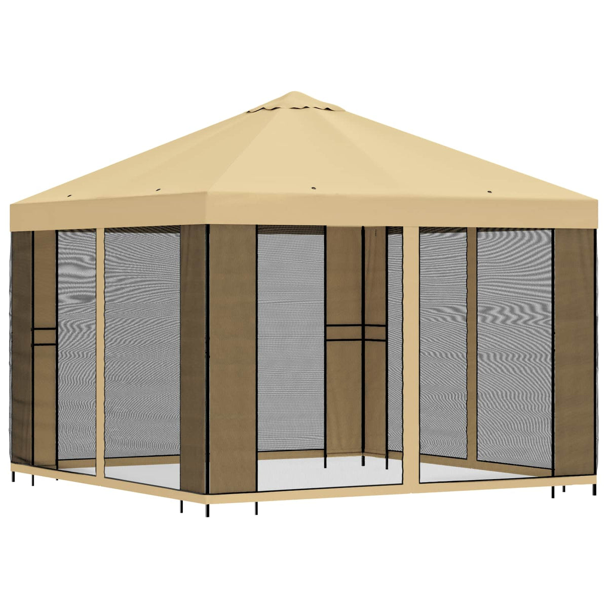 Havelæger med sidevægge 3 x 3 m Cremefarvet Polyester og Stål