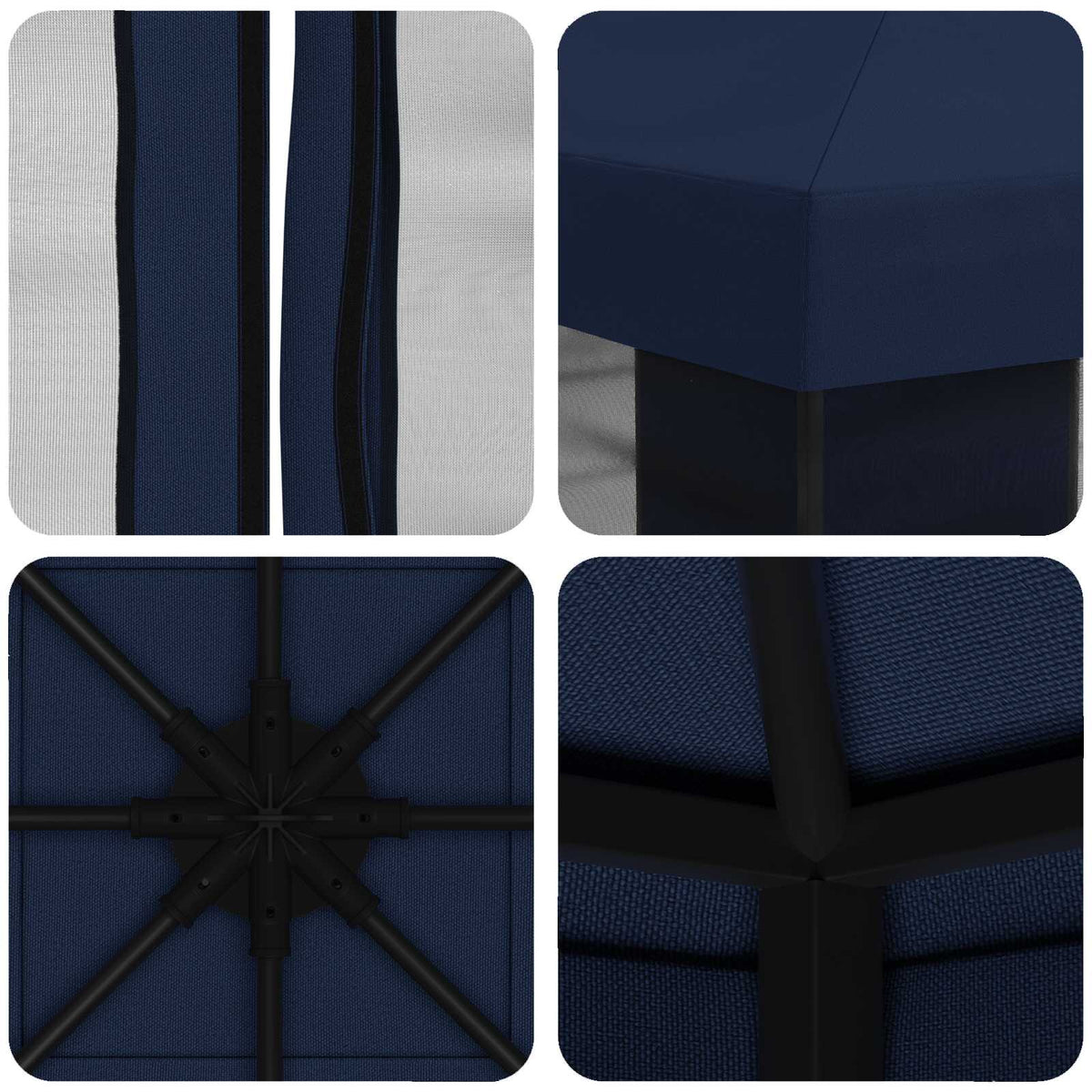 Havelæger med sidevægge 3 x 3 m Blå Polyester og Stål 190 gsm