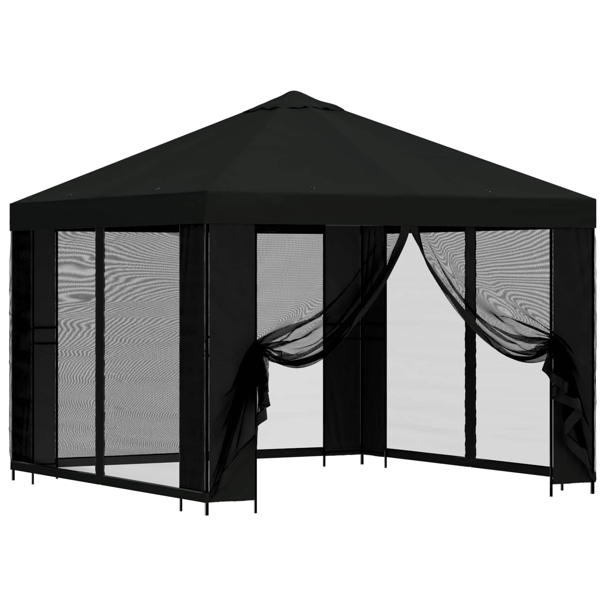 Havelæger med sidevægge 3 x 3 m Sort Polyester og Stål 190 gsm