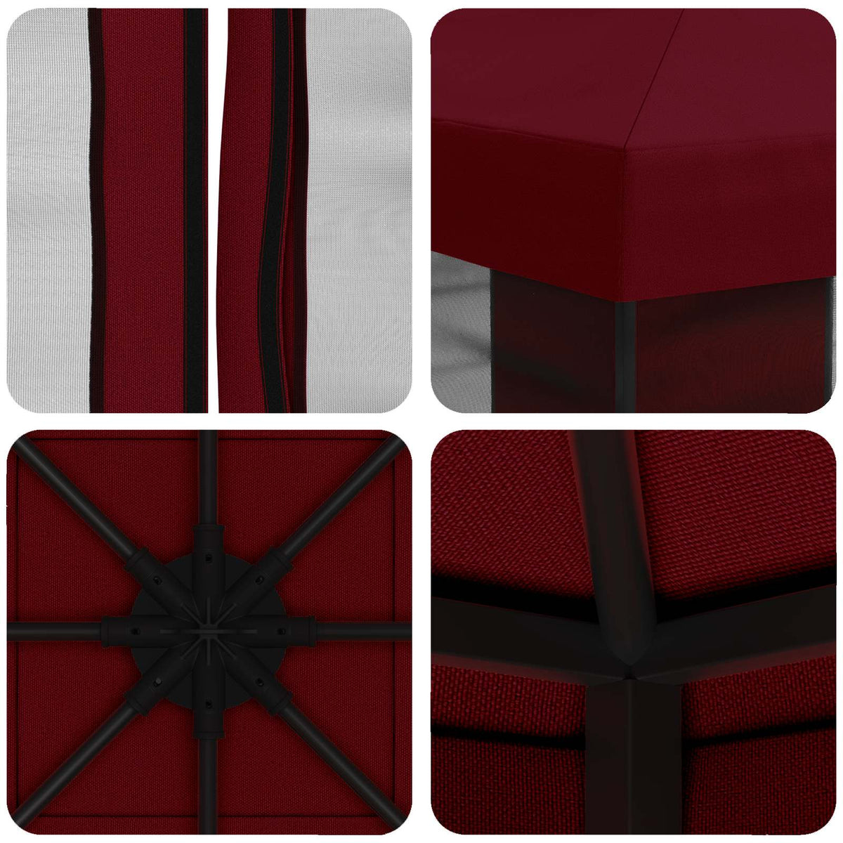 Havelæger med sidevægge 3 x 3 m Bordeaux Polyester og Stål