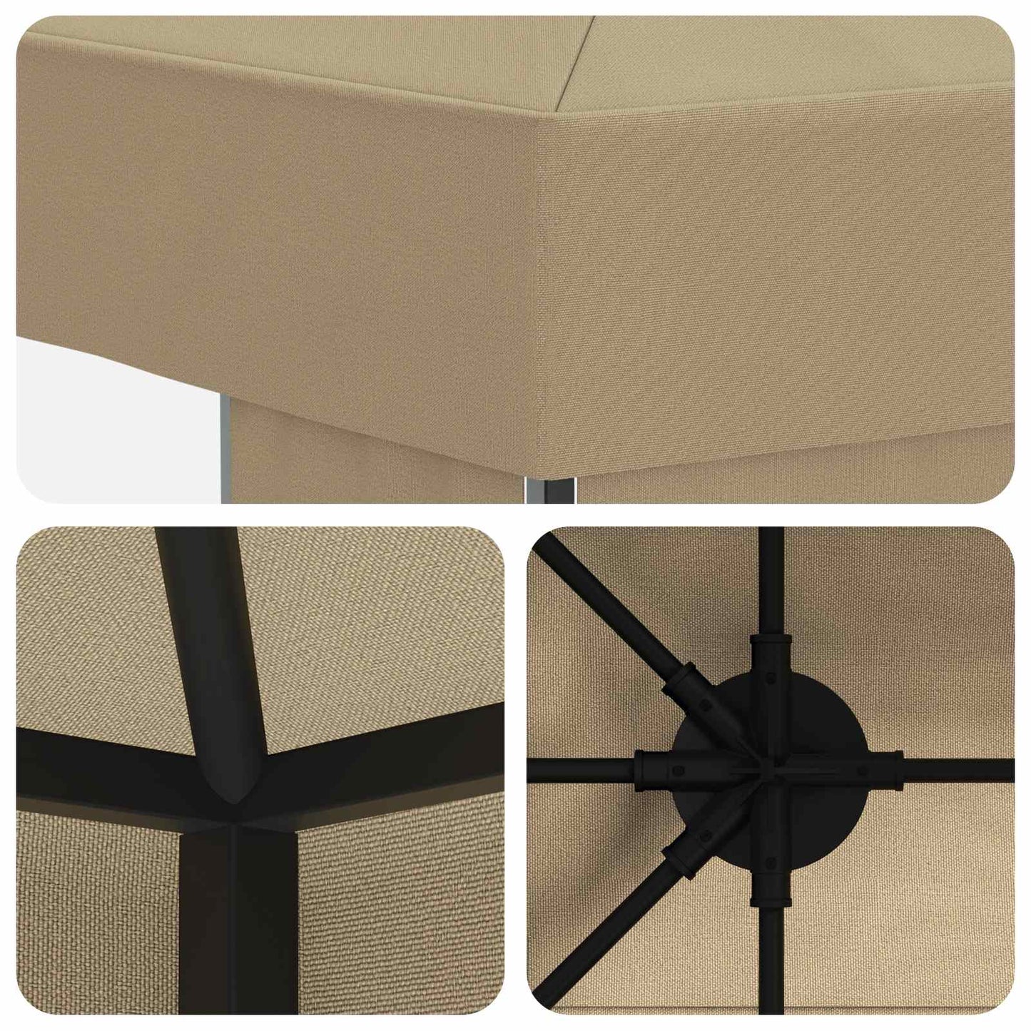 Pavillon 4 × 3 m Beige Polyester og Stål 190 gsm