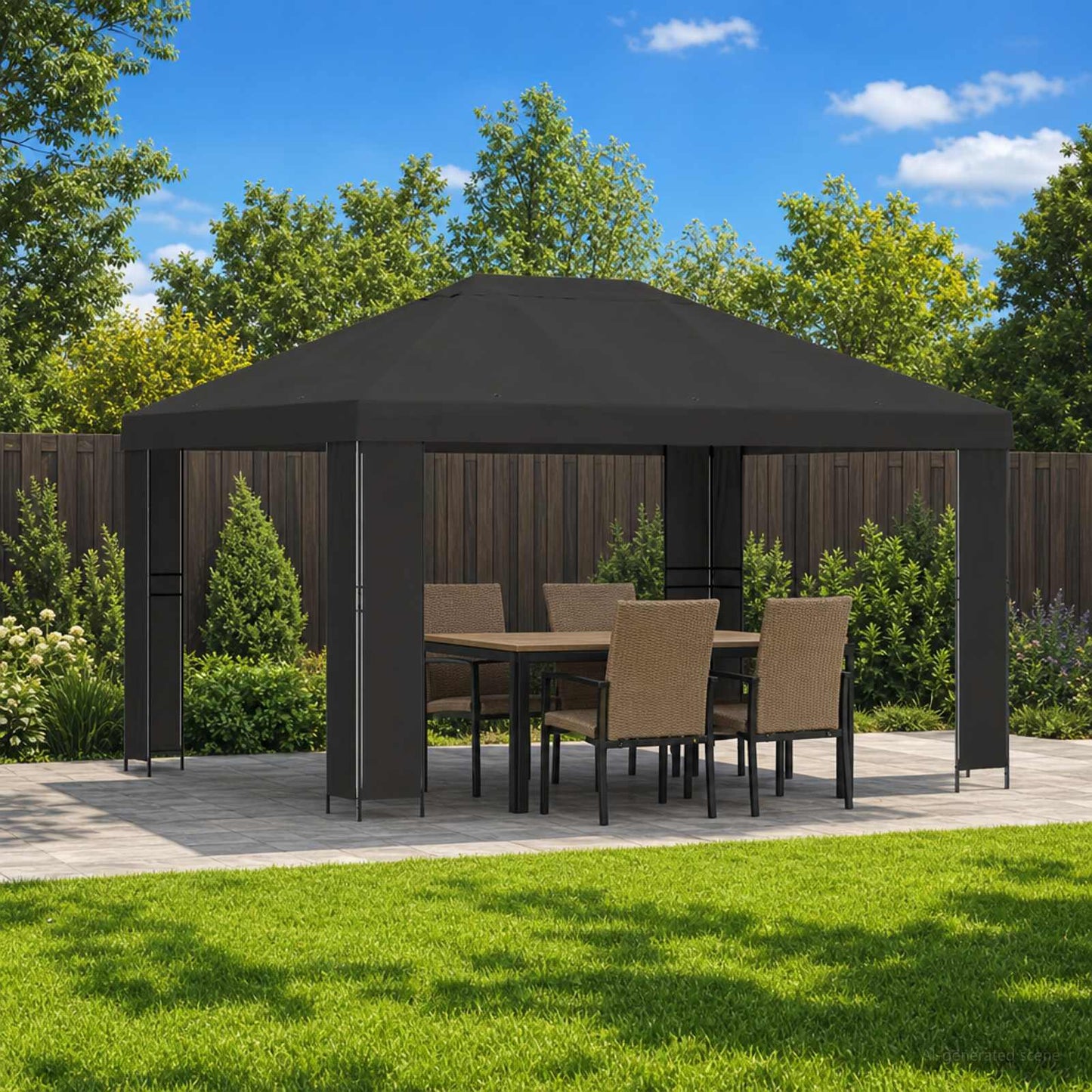 Pavillon 4 × 3 m Antracit Polyester og Stål 190 gsm