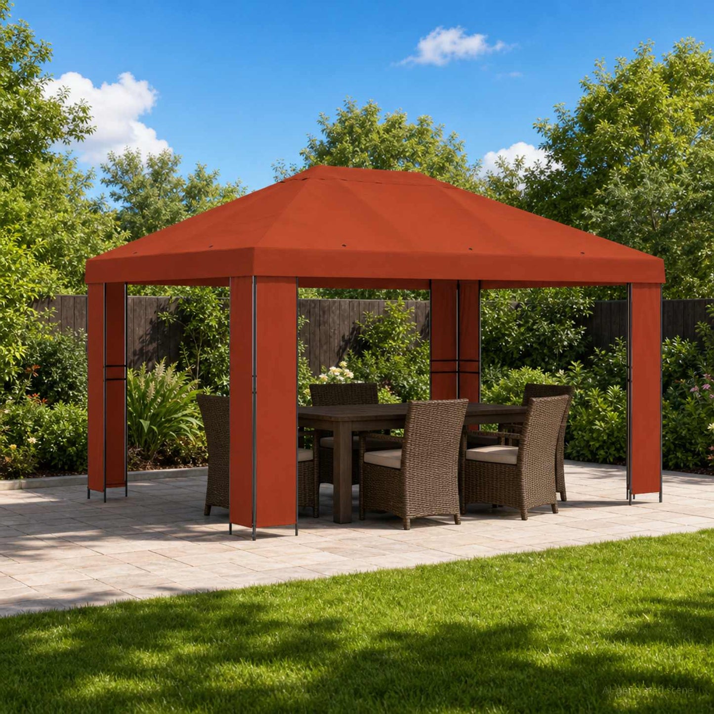 Pavillon 4 × 3 m Terrakotta Polyester og Stål 190 gsm