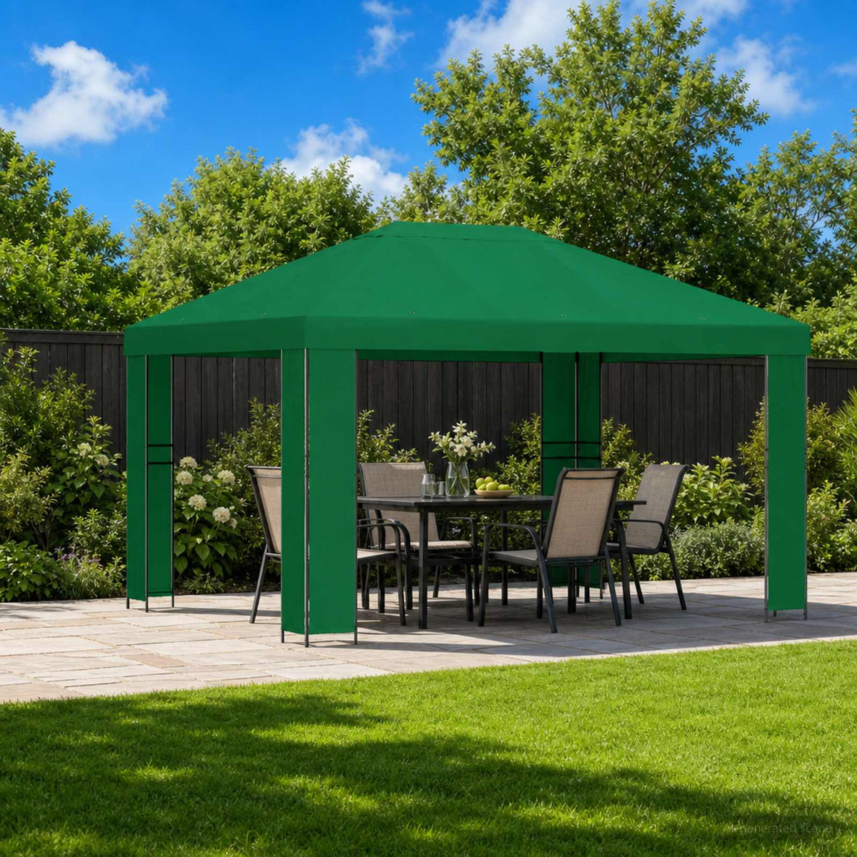 Pavillon 4 × 3 m Grøn Polyester og Stål 190 gsm