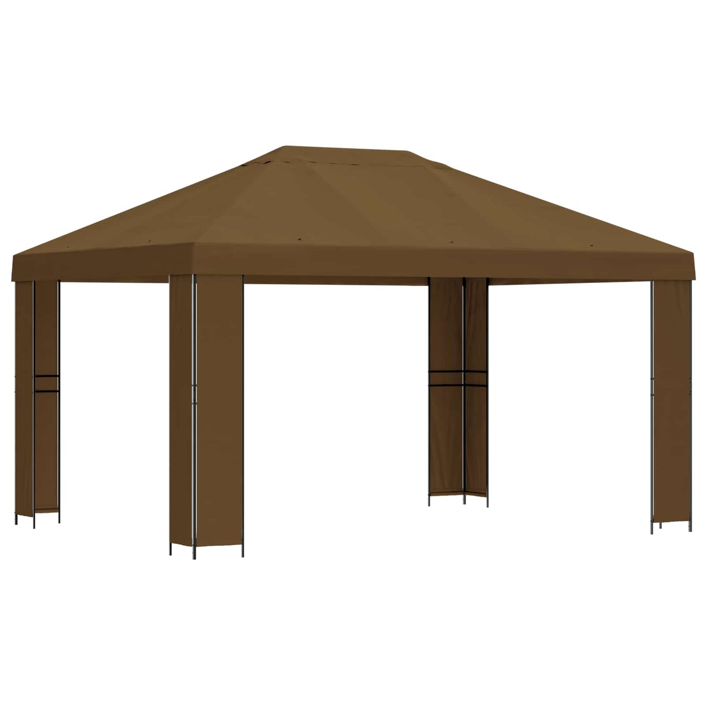 Pavillon 4 × 3 m Gråbrun Polyester og Stål 190 gsm