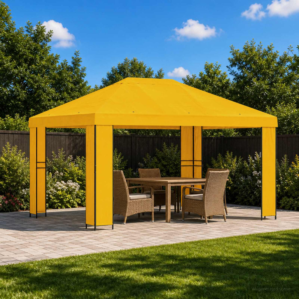 Pavillon 4 × 3 m Gul Polyester og Stål 190 gsm