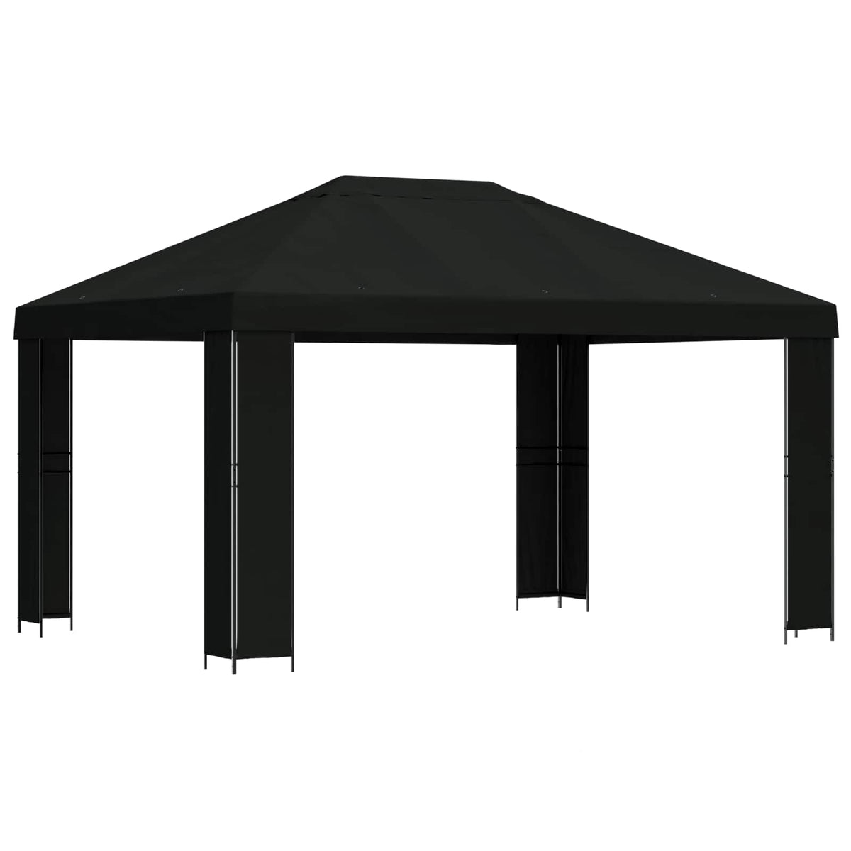 Pavillon 4 × 3 m Sort Polyester og Stål 190 gsm