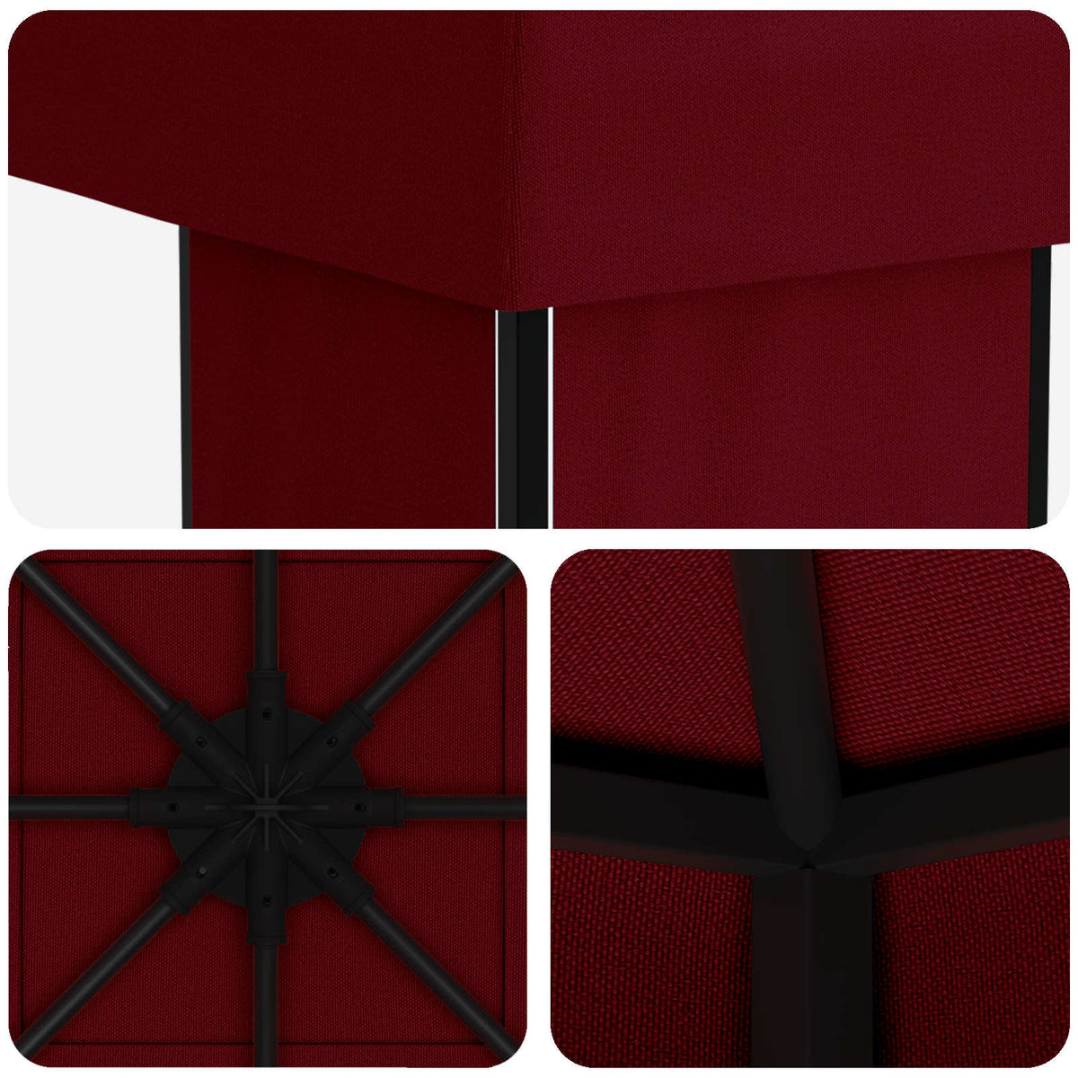 Pavillon 4 × 3 m Bordeaux Polyester og Stål 190 gsm