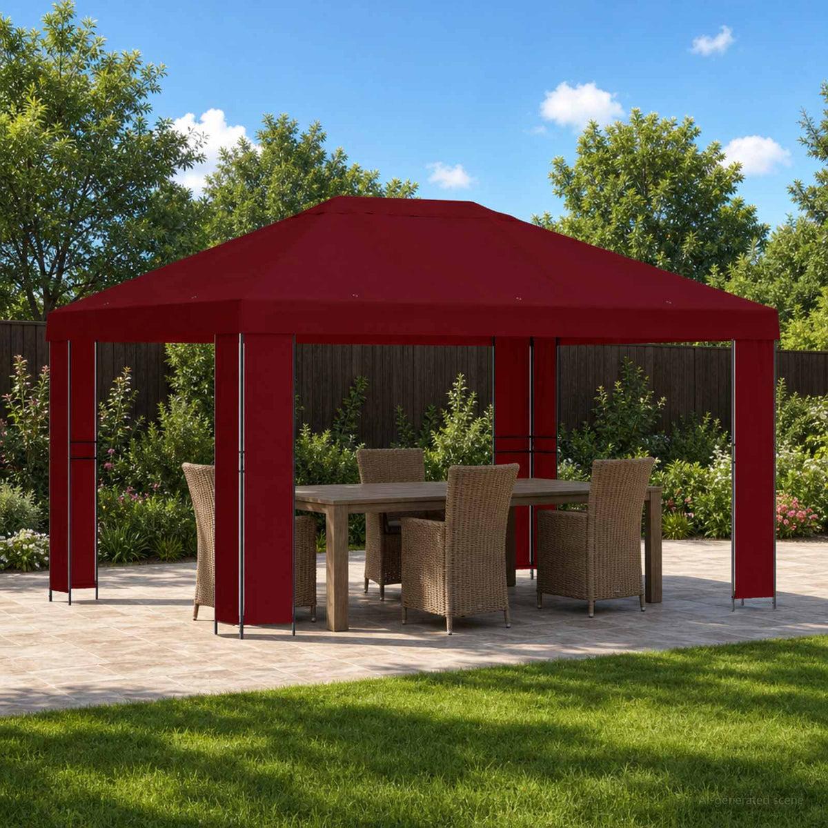 Pavillon 4 × 3 m Bordeaux Polyester og Stål 190 gsm