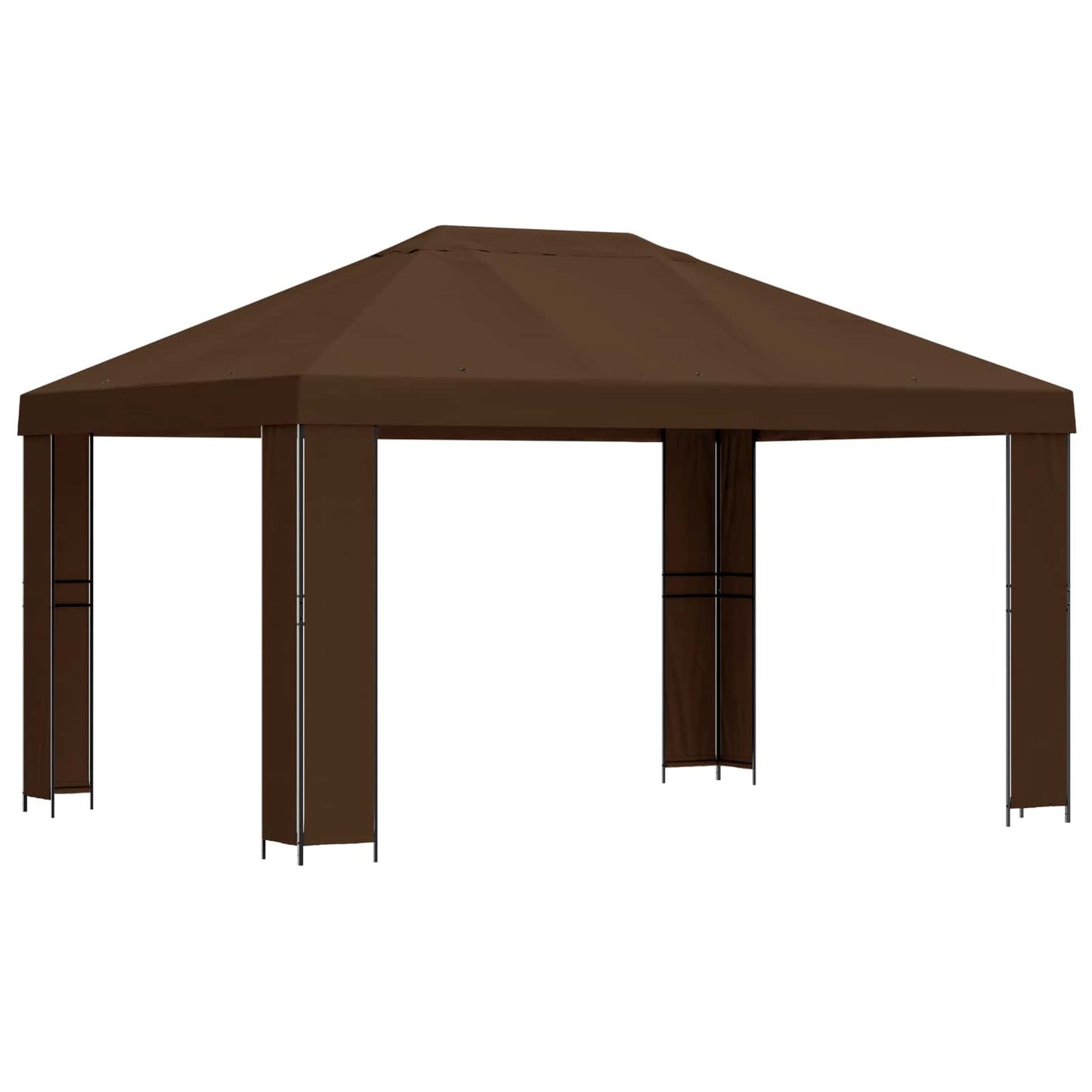 Pavillon 4 × 3 m Brun Polyester og Stål 190 gsm